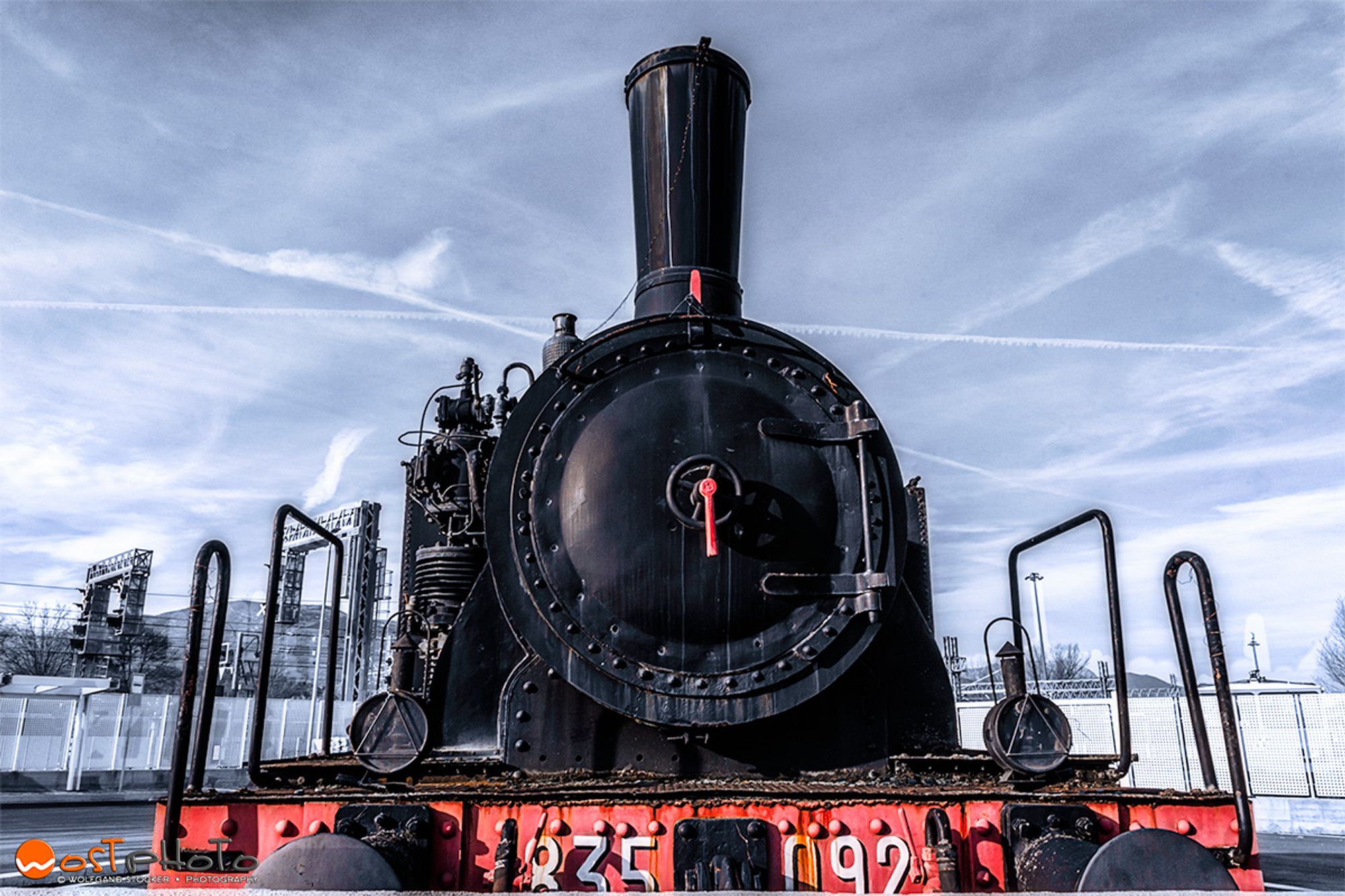 Black-red vintage train at the train station in Abruzzo's Sulmona in Italy