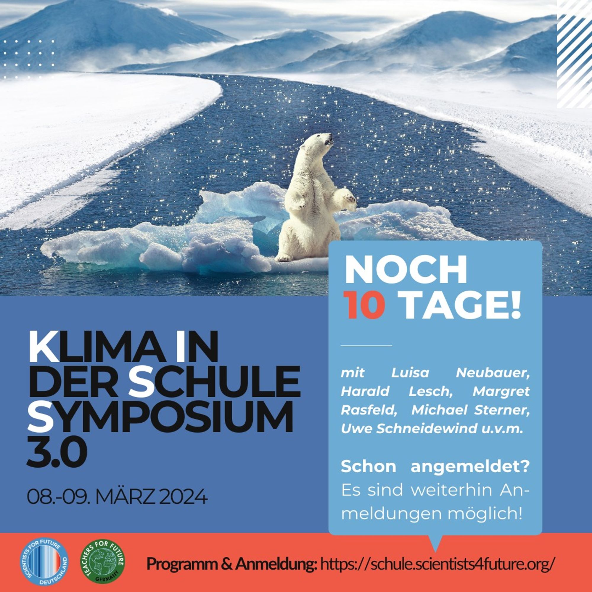 Noch 10 Tage bis zum “Klima in der Schule Symposium” (KISS) 3.0! 🔥 Hier findet ihr das Programm für Samstag 😊

Bist du schon angemeldet? Wenn nicht, schau unbedingt auf unserer Webseite (https://schule.scientists4future.org/kiss-2024/) vorbei.