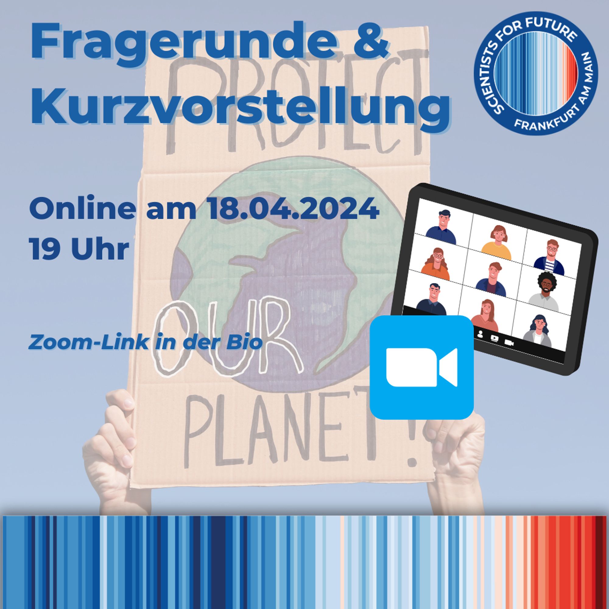 Ihr möchtet euch bei uns engagieren oder habt Fragen? Dann kommt diesen doch zu unserer Vorstellungsrunde 🌍
Morgen, am 18.04. um 19 Uhr habt ihr die Chance dazu.

Wir freuen uns auf euch :)

Den Zoom-Link findet ihr hier https://uni-frankfurt.zoom.us/j/99718698937?pwd=T2NUMktTMWVOWmtHTmE3MncwRnZvUT09#success