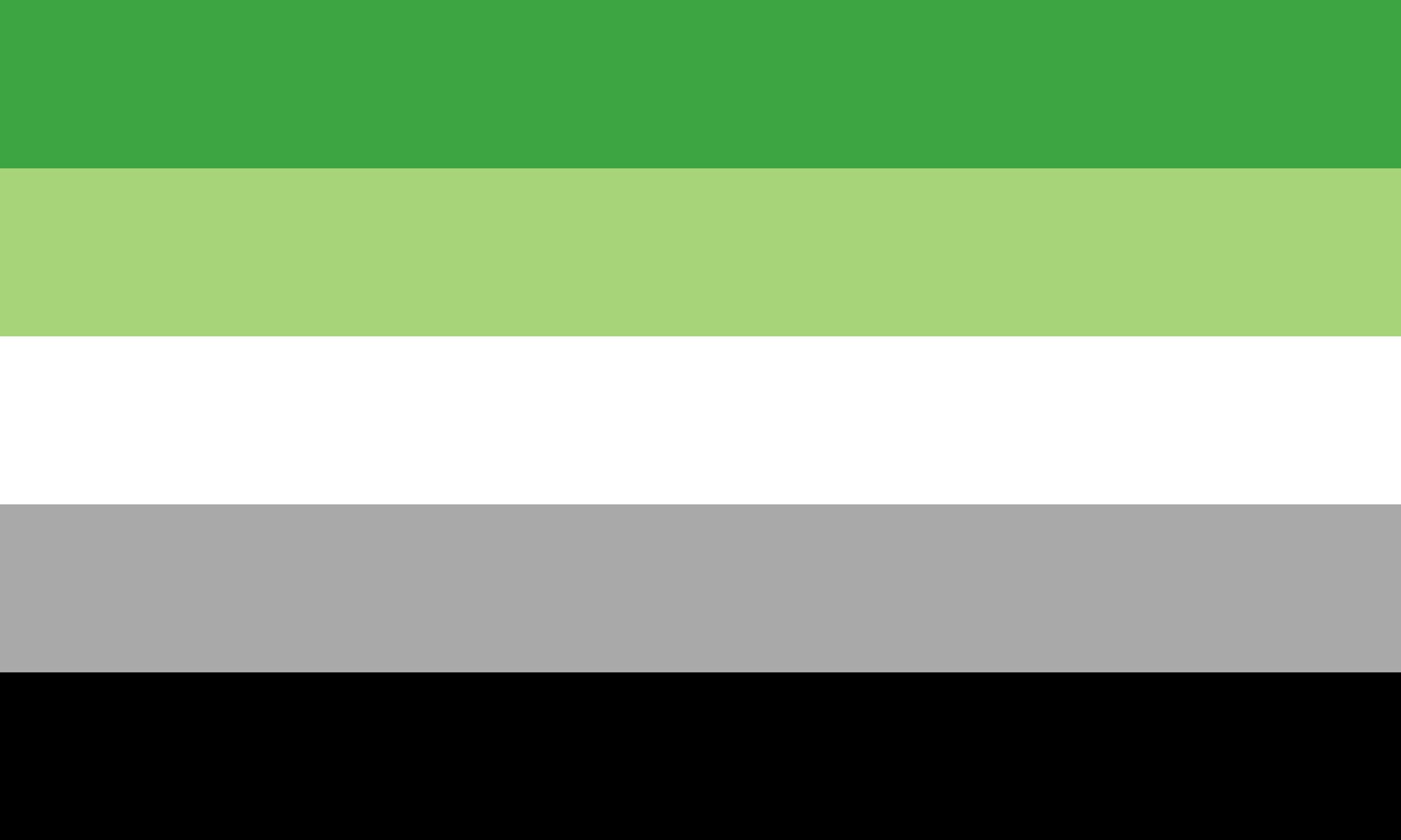 The aromantic pride flag.