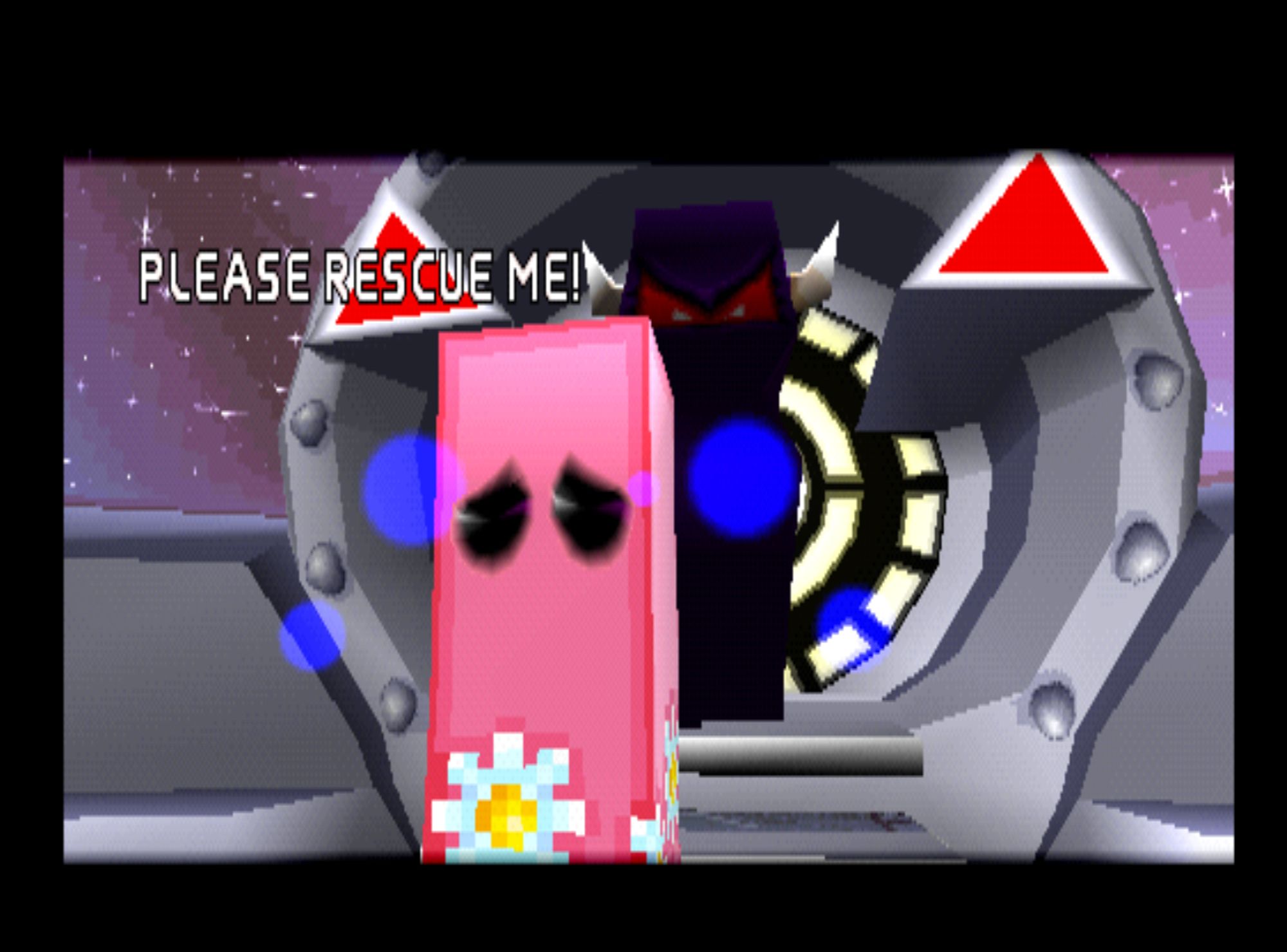 Screenshot from the PS1 game Breakout showing the cutscene before the final boss.