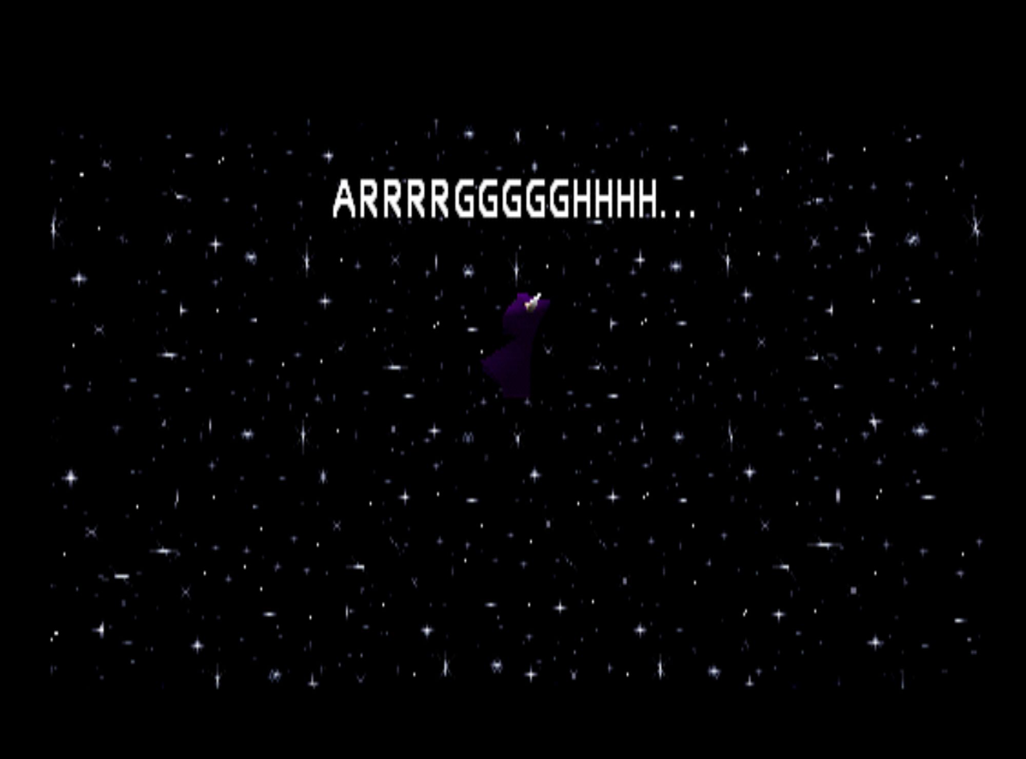 Screenshot from the PS1 game Breakout showing the ending cutscene.