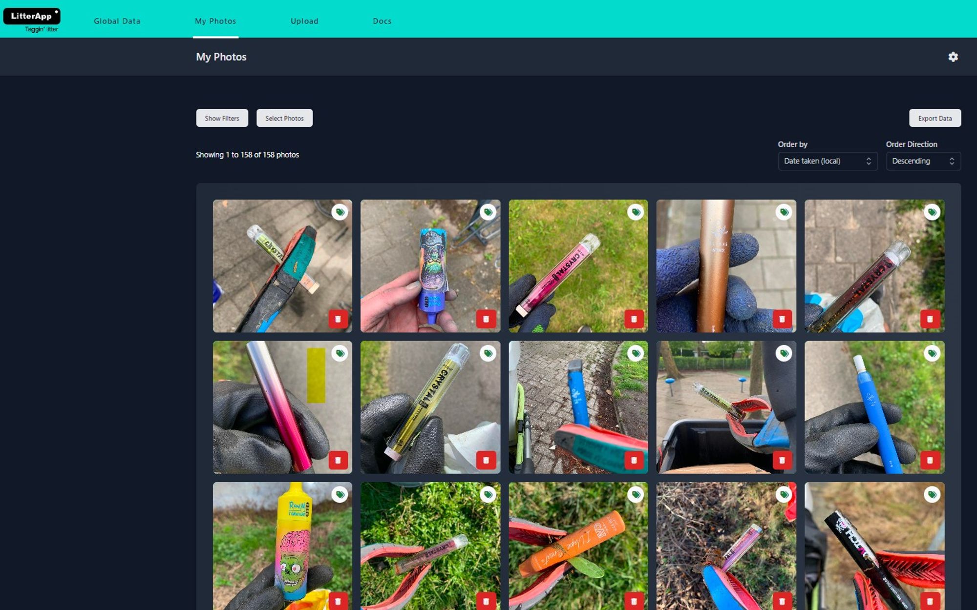 some of the pictures that i took with a vape-pen on them and which are uploaded to LitterApp, the website for litter.