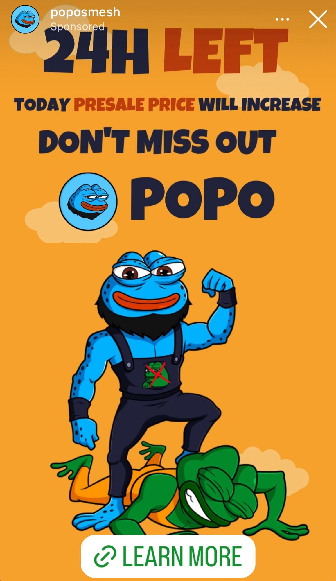 Shit coin frog mascot called “popo” killing Pepe