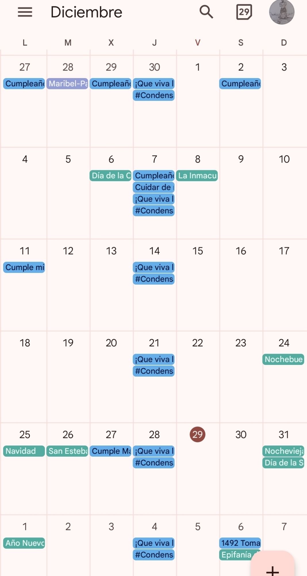 Calendario mensual que muestra citas