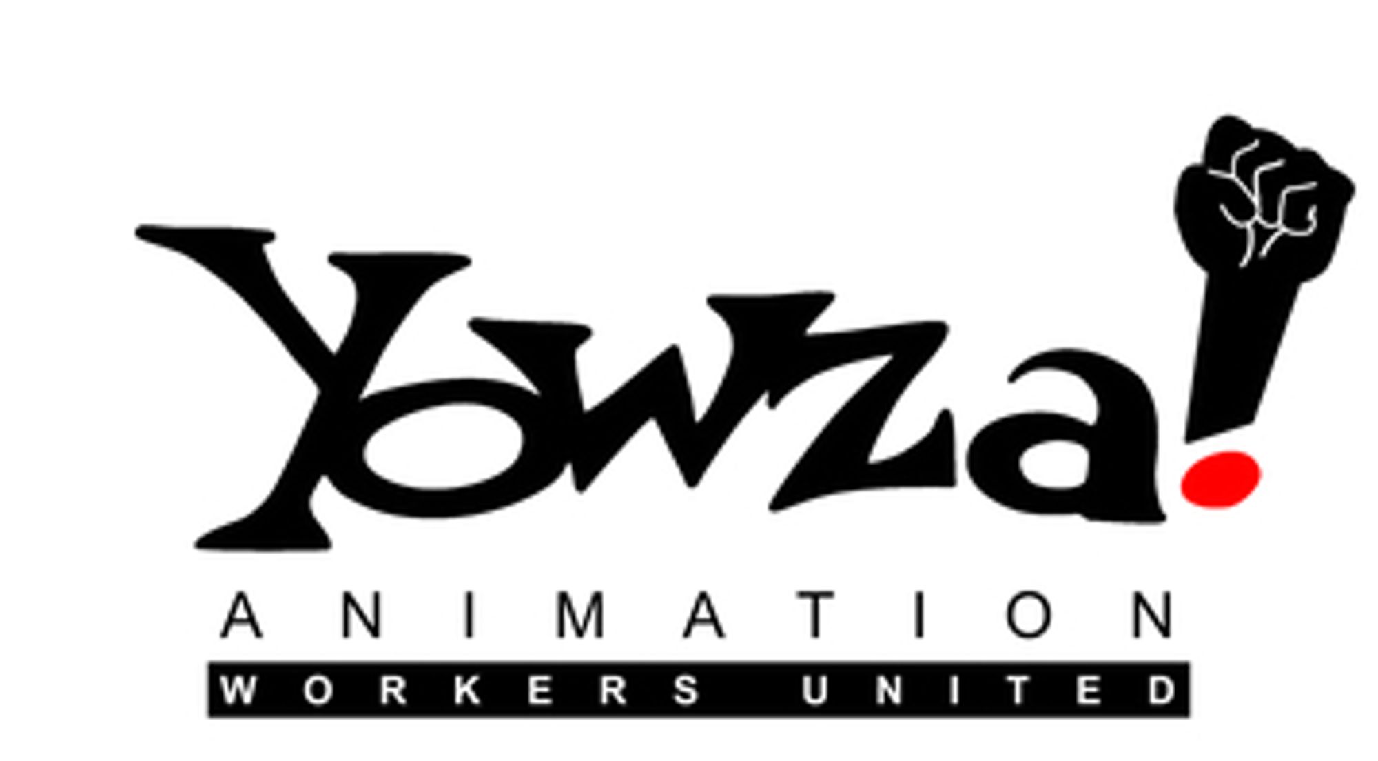 an icon saying YOWZA, animation workers united .