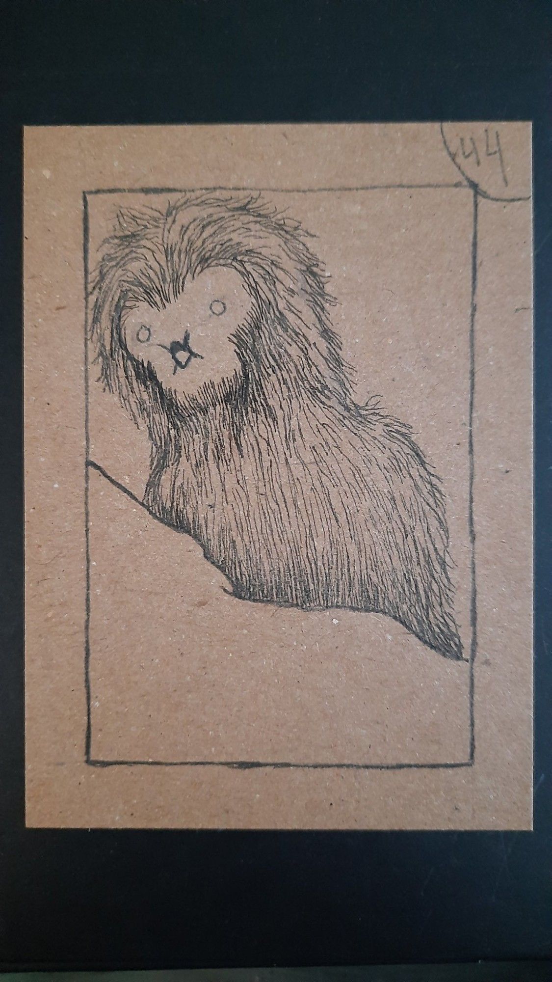 custom pen and ink trading card of a furry confused guy