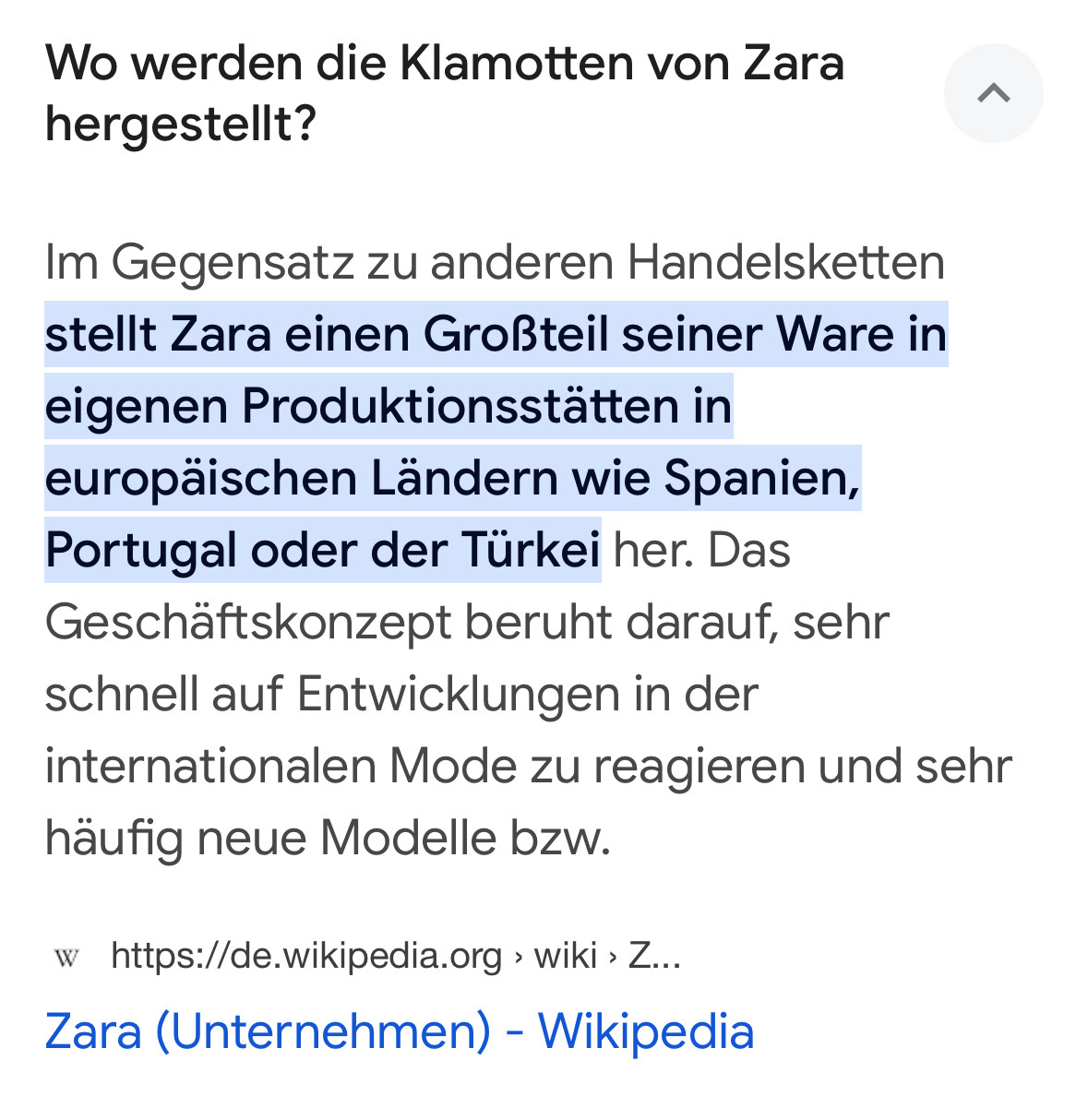 Der Großteil der Waren von Zara wird in Europa produziert.