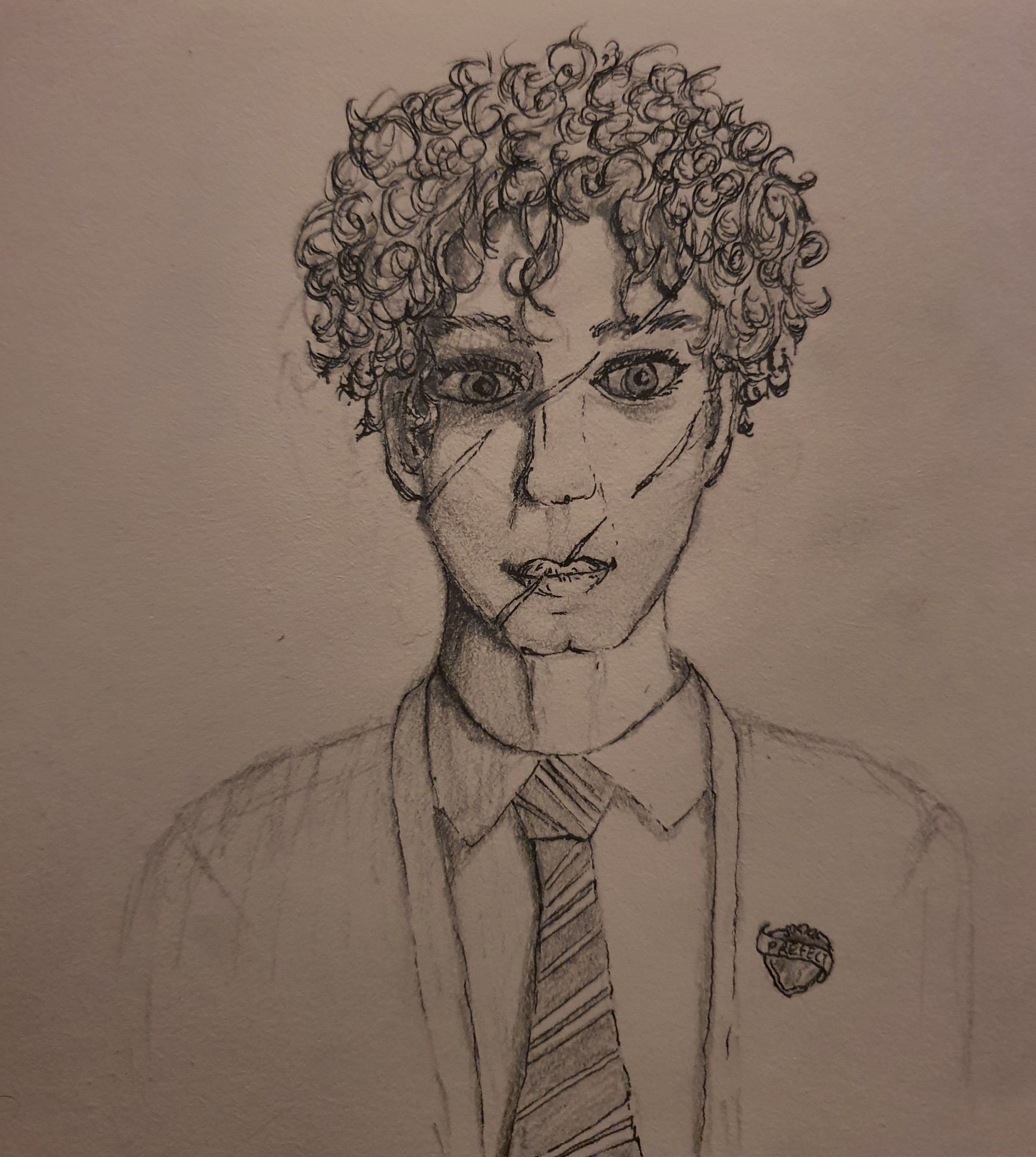 Drawing of Remus Lupin as a Prefect at Hogwarts