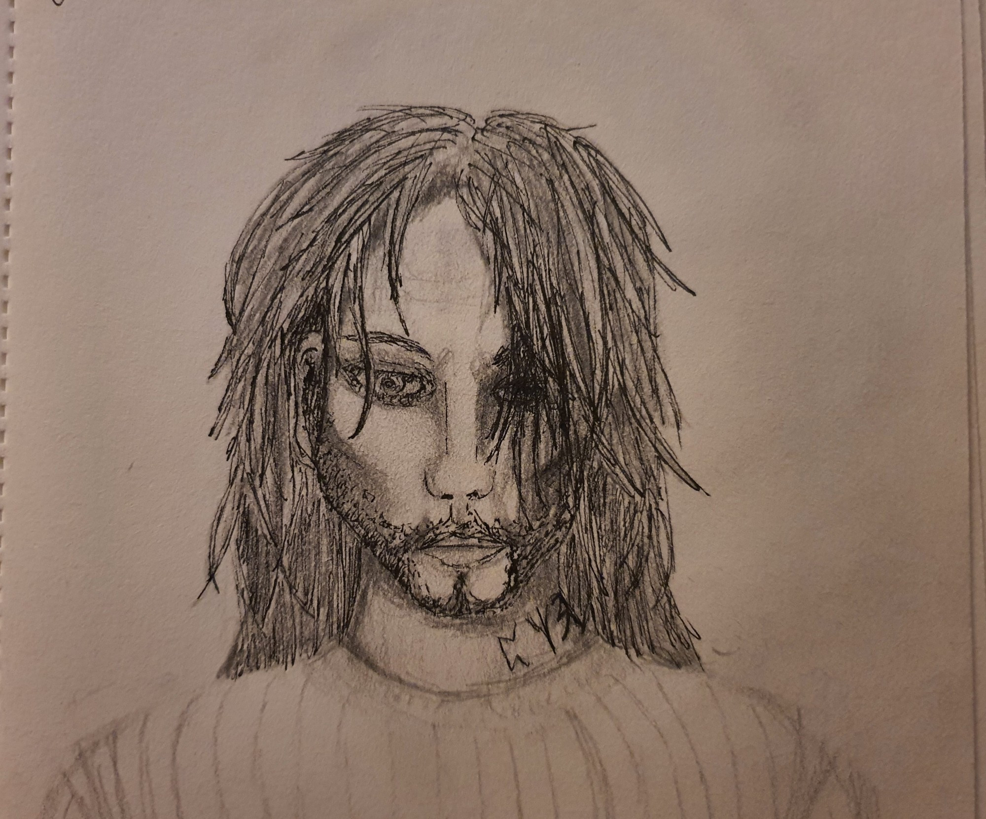 Drawing of post-Azkaban Sirius, wearing a jumper of Remus'