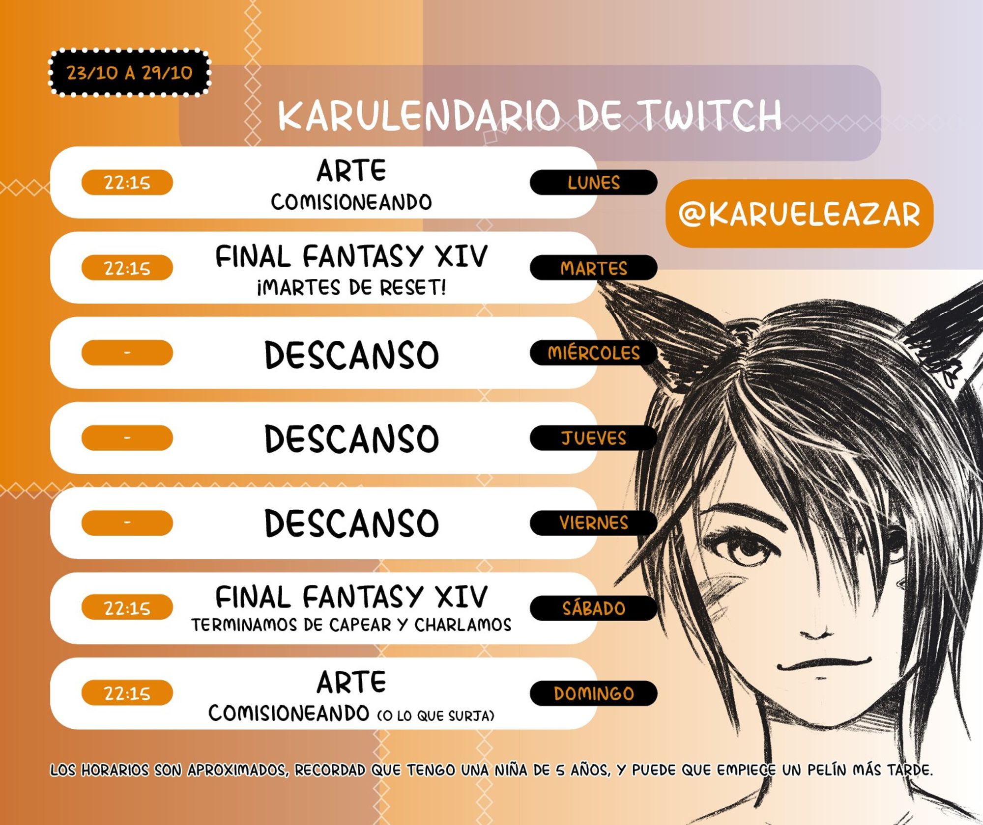 Horario streams semana 43