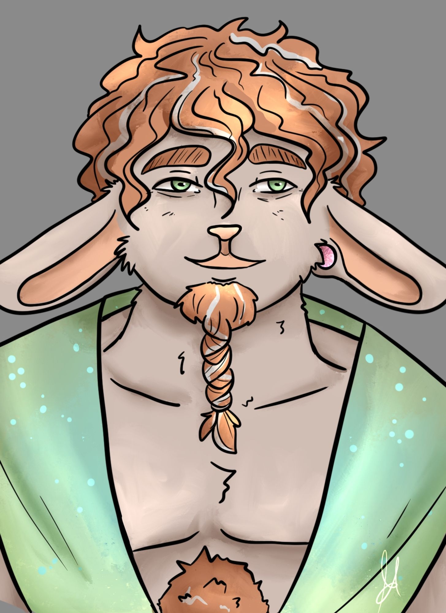 A headshot of my NPC firbolg in green vest