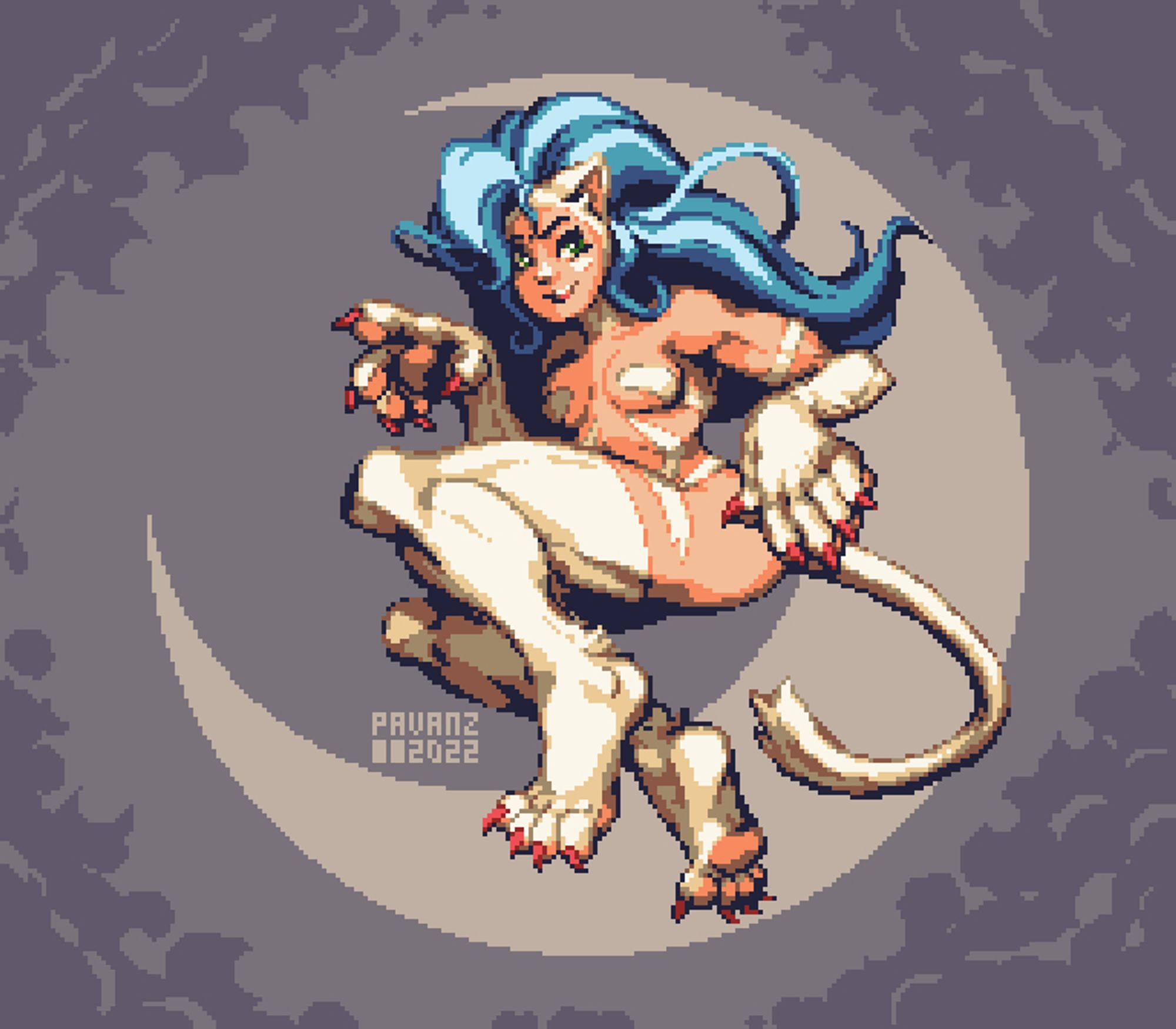 A big pixel art sprite of Felicia from Darkstalkers