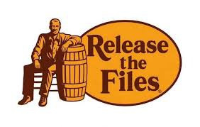 The traditional Cracker Barrel logo but with "RELEASE THE FILES"