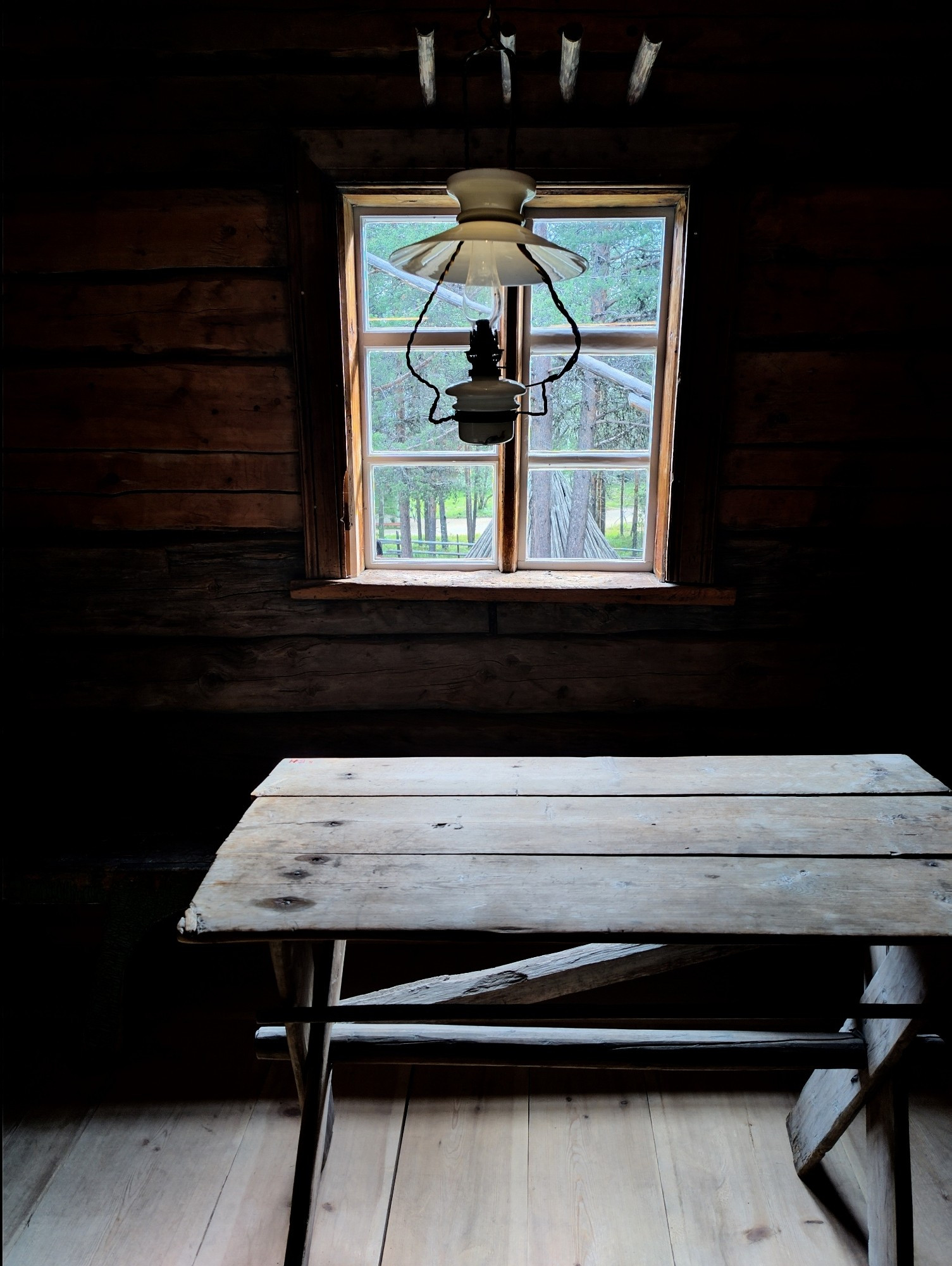 Old table in an old log house