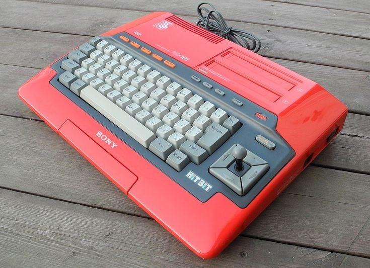 Image of a red 1980's Sony HitBit MSX computer