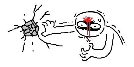 Bloody forehead after banging it against the wall stickman reaction meme