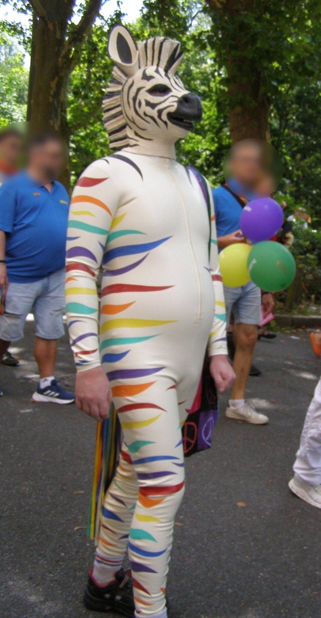 White Latex-Zebra with rainbow stripes on CSD Nuremburg 2024