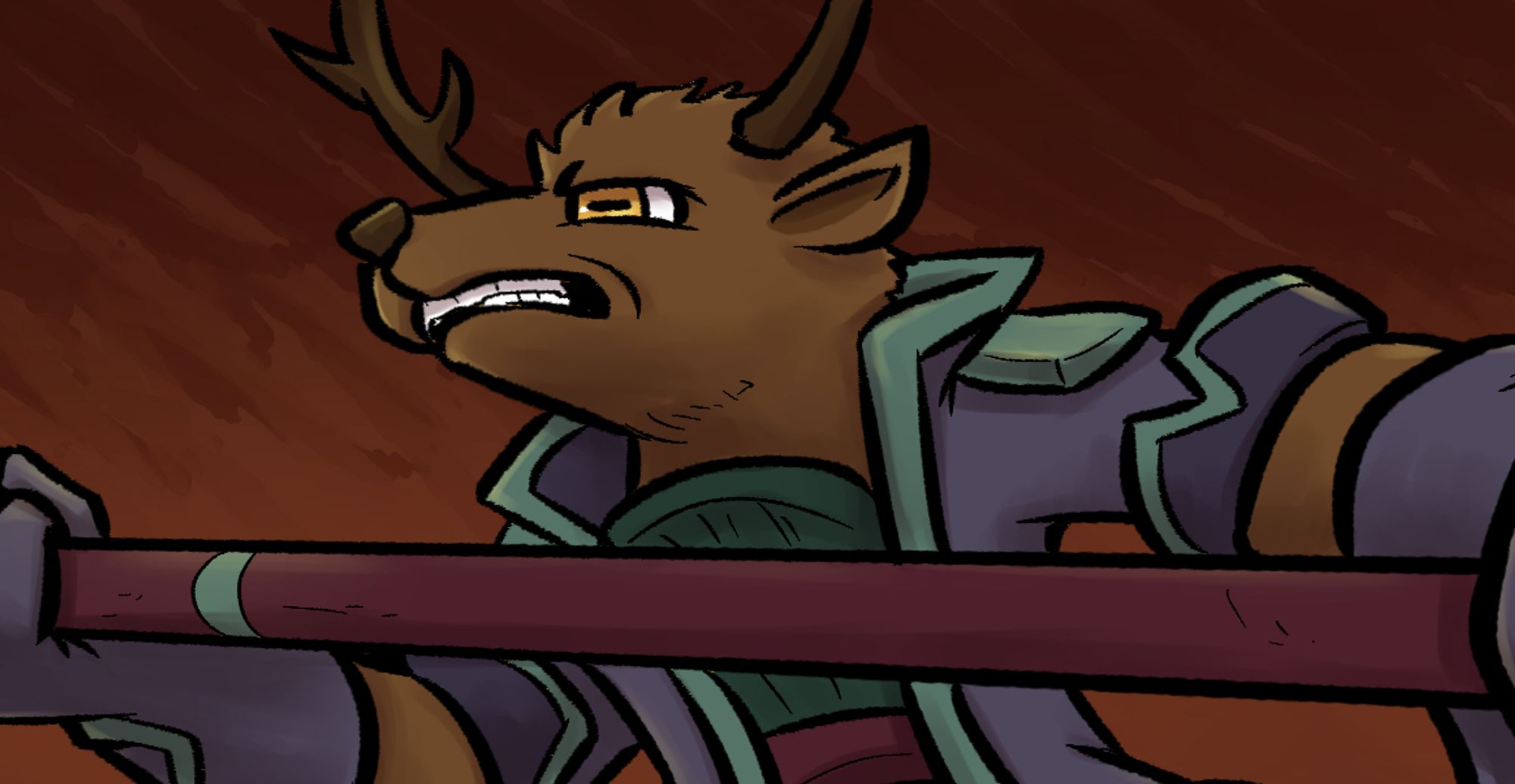 Preview of a Splitting Image webcomic page. A deer person angrily looks at the screen.