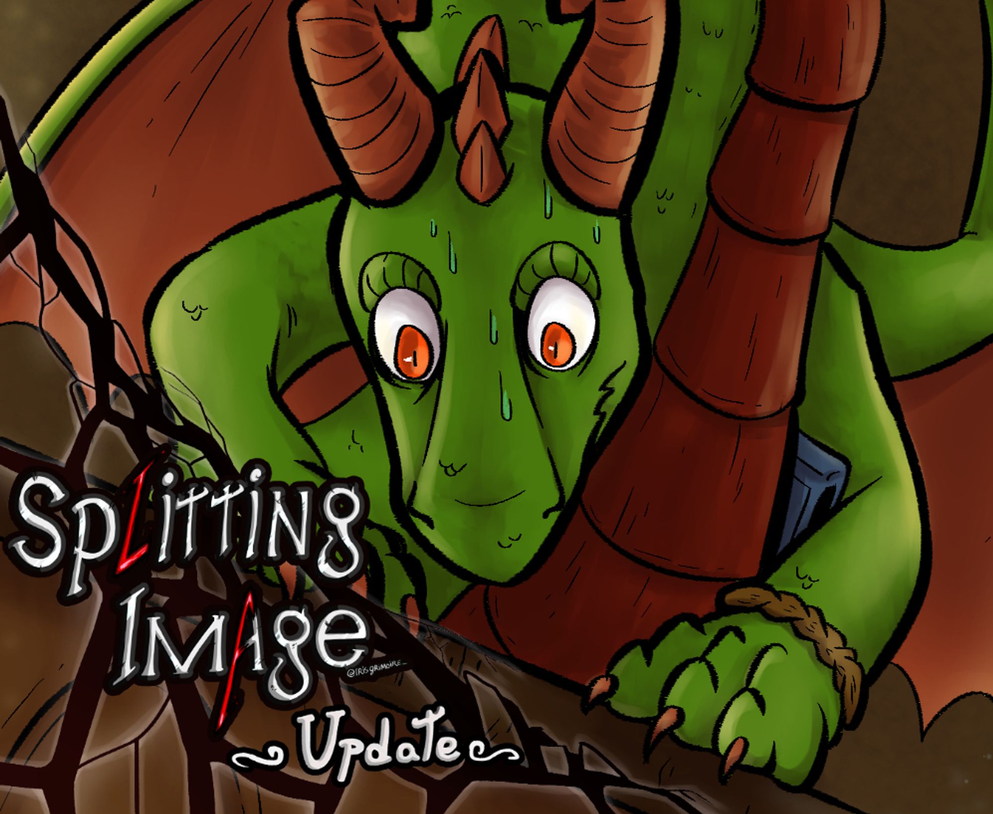 crop of a Splitting Image comic page, with a nervous looking dragon.