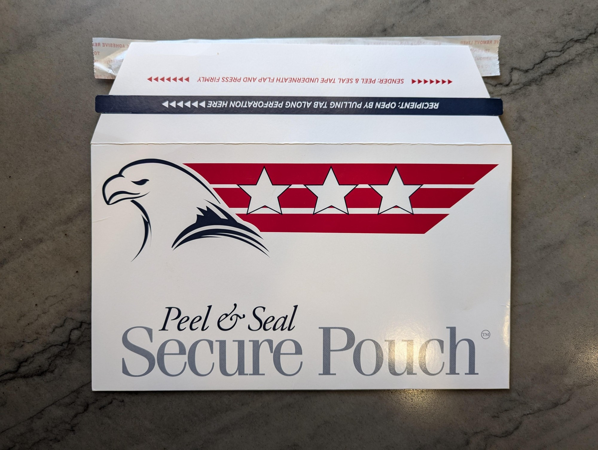 A peel and seal SECURE POUCH envleope