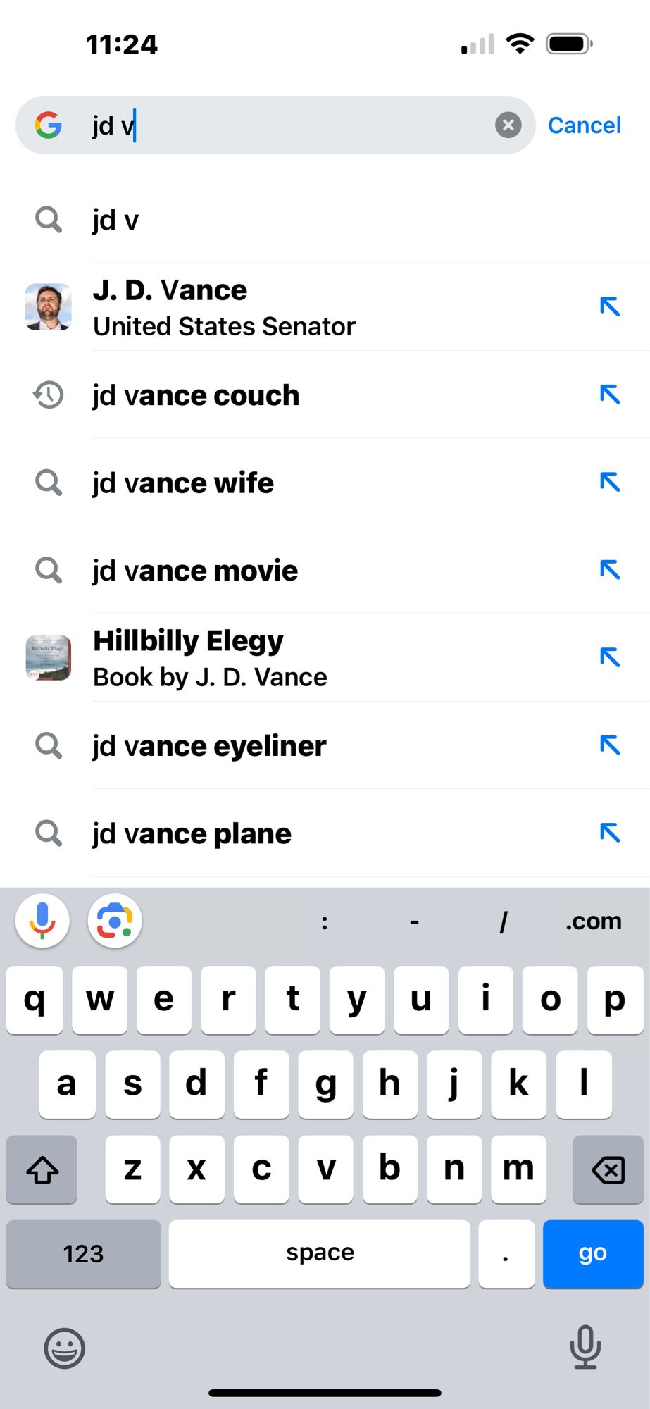 Jd Vance couch has surpassed wife on google search.