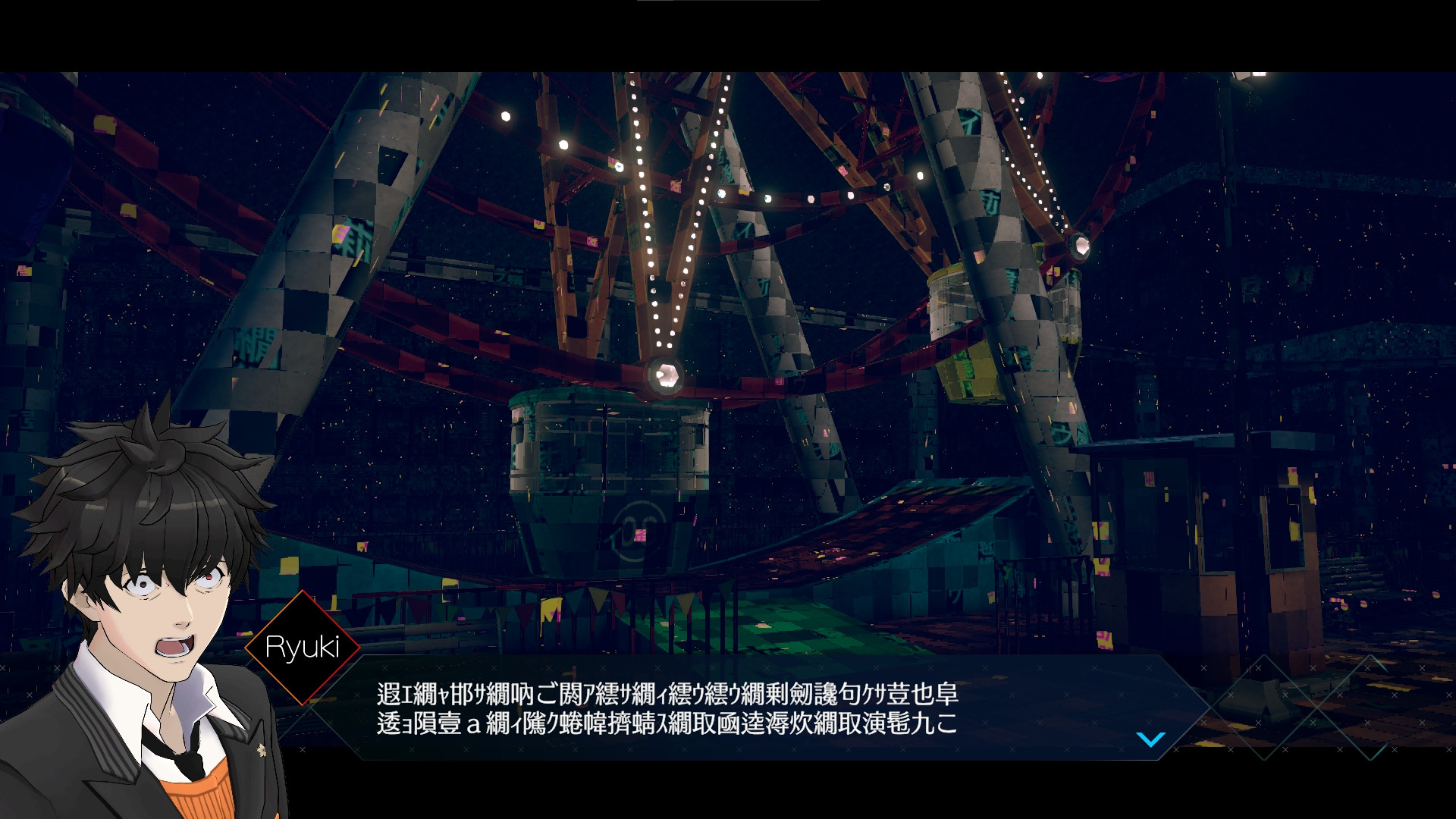 Ryuki AI The Somnium Files Nirvana Initiative having a completely reasonable reaction to seeing a ferris wheel