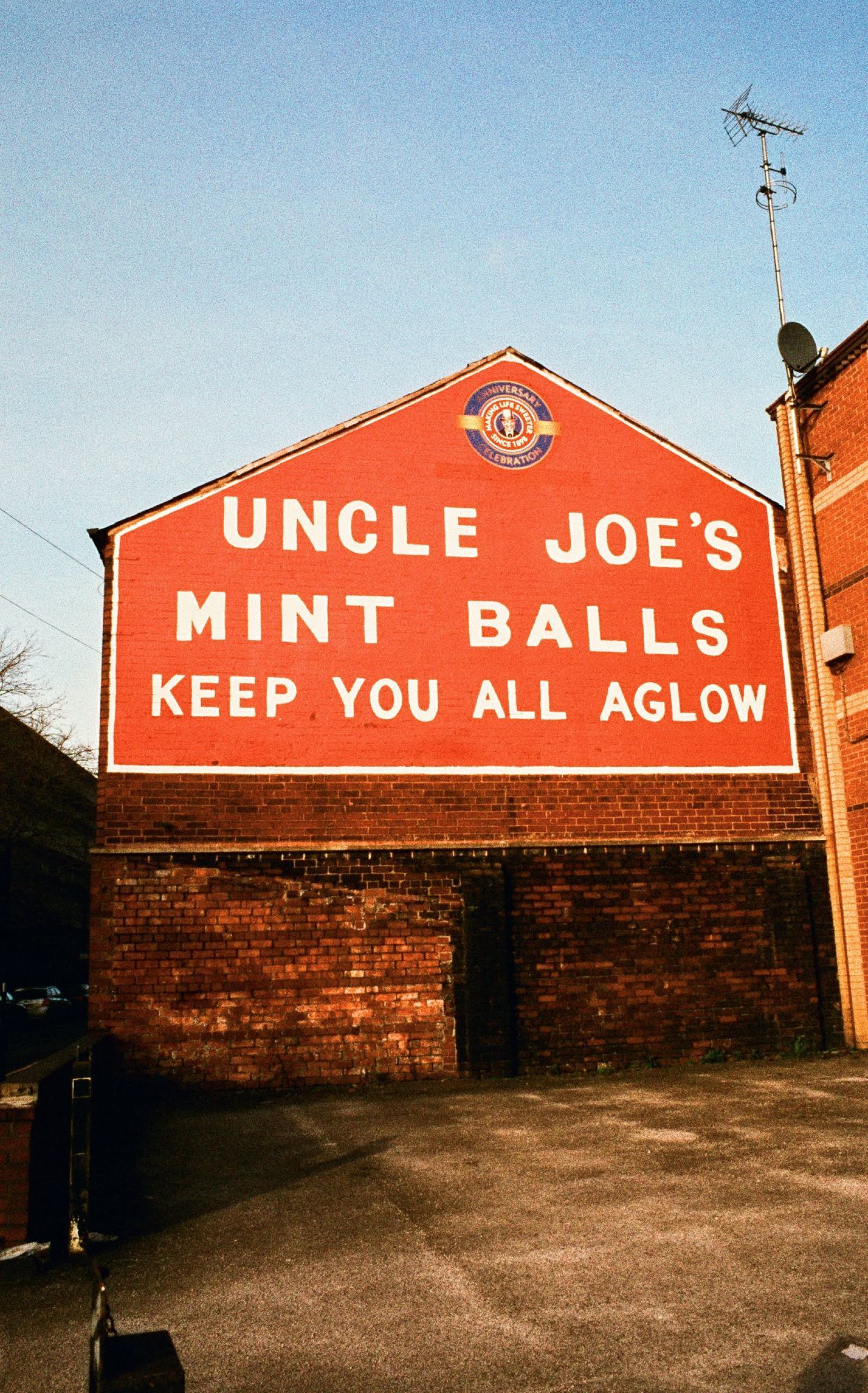 Uncle Joe's sign at the W.M. Santus Toffee factory, Wigan