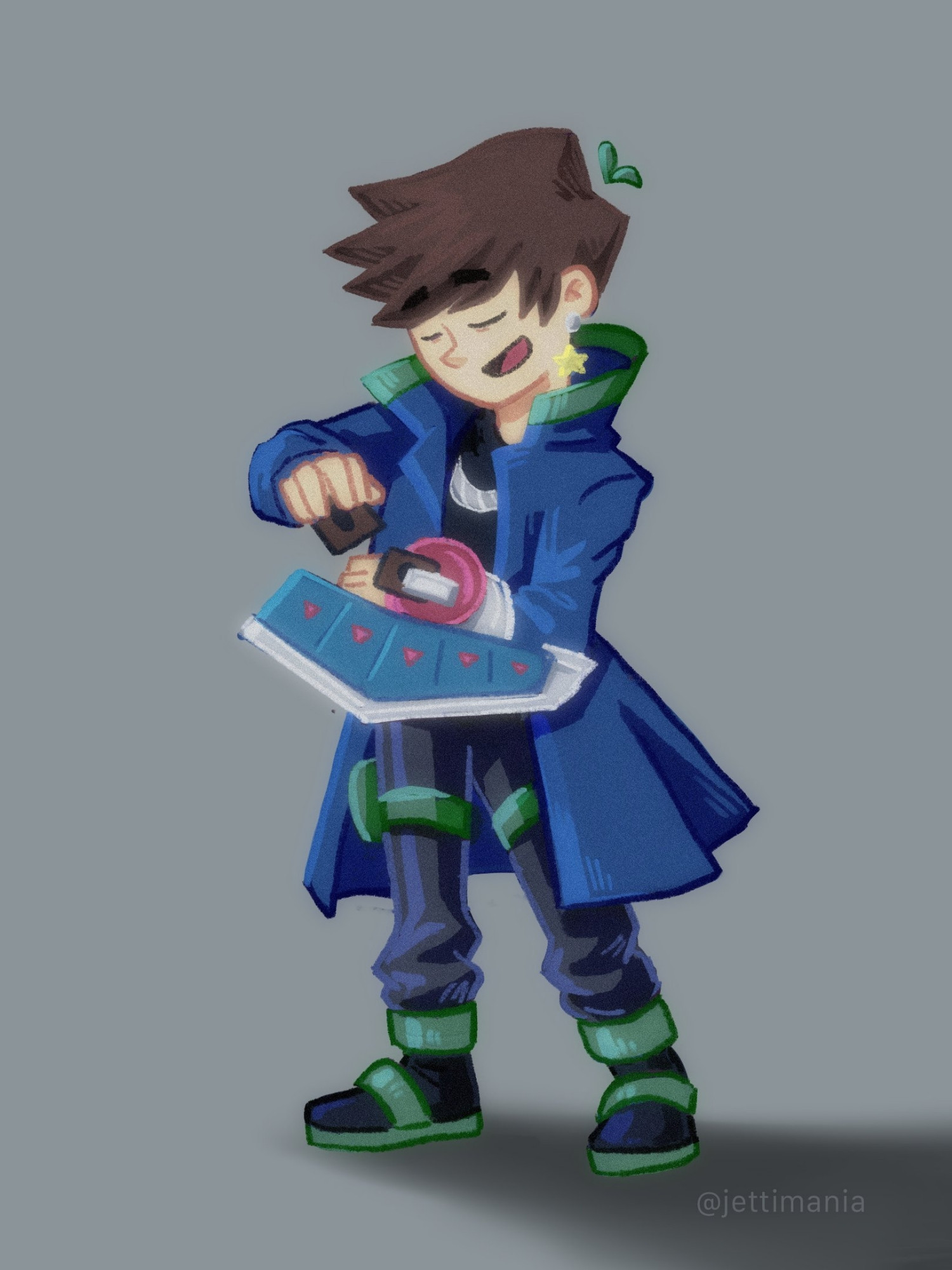 Sykkuno dressed as a YugiOh pro, about to destroy his opponents at a duel