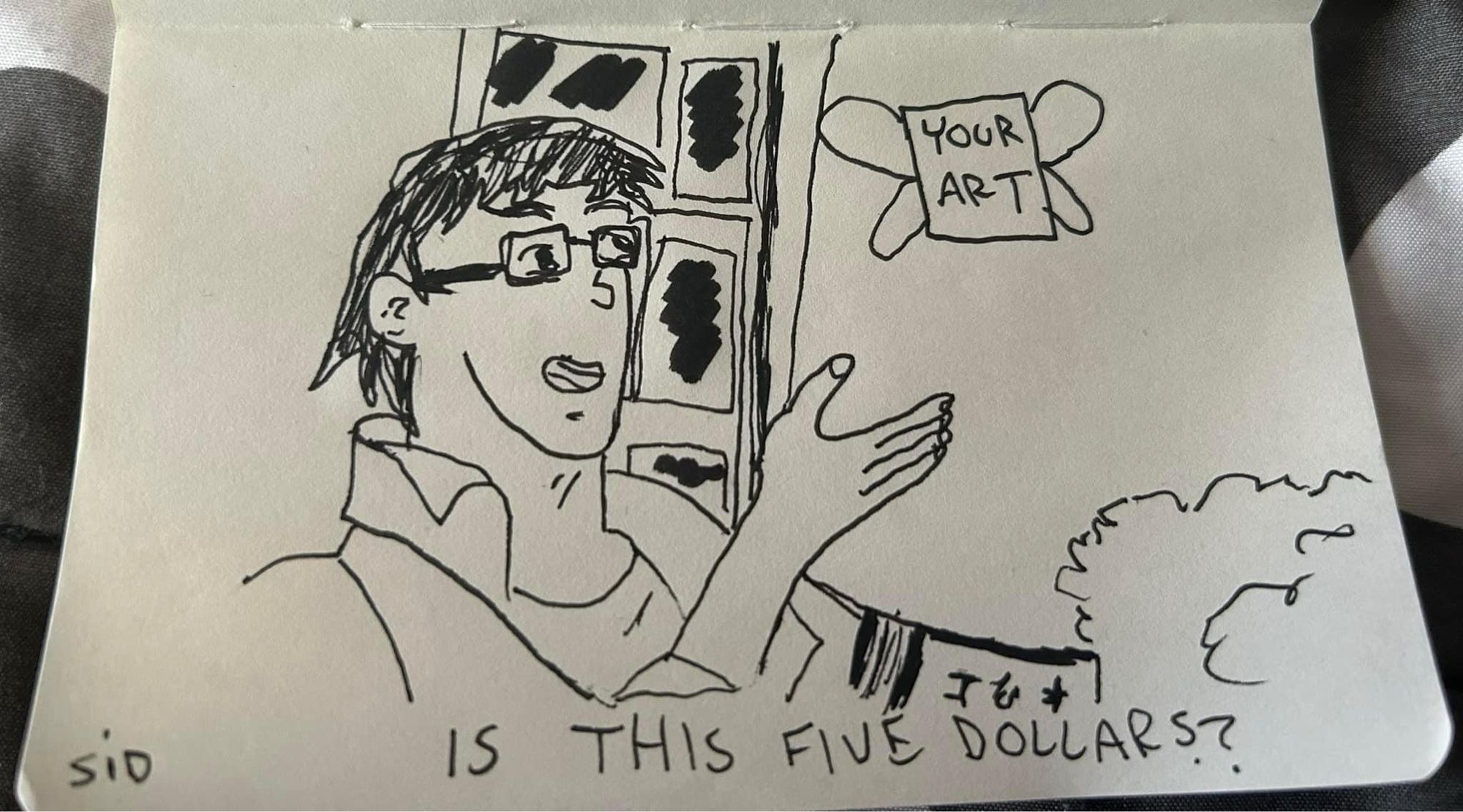 a drawing of the is this a pigeon meme but it says is this five dollars and the butterfly says Your Art