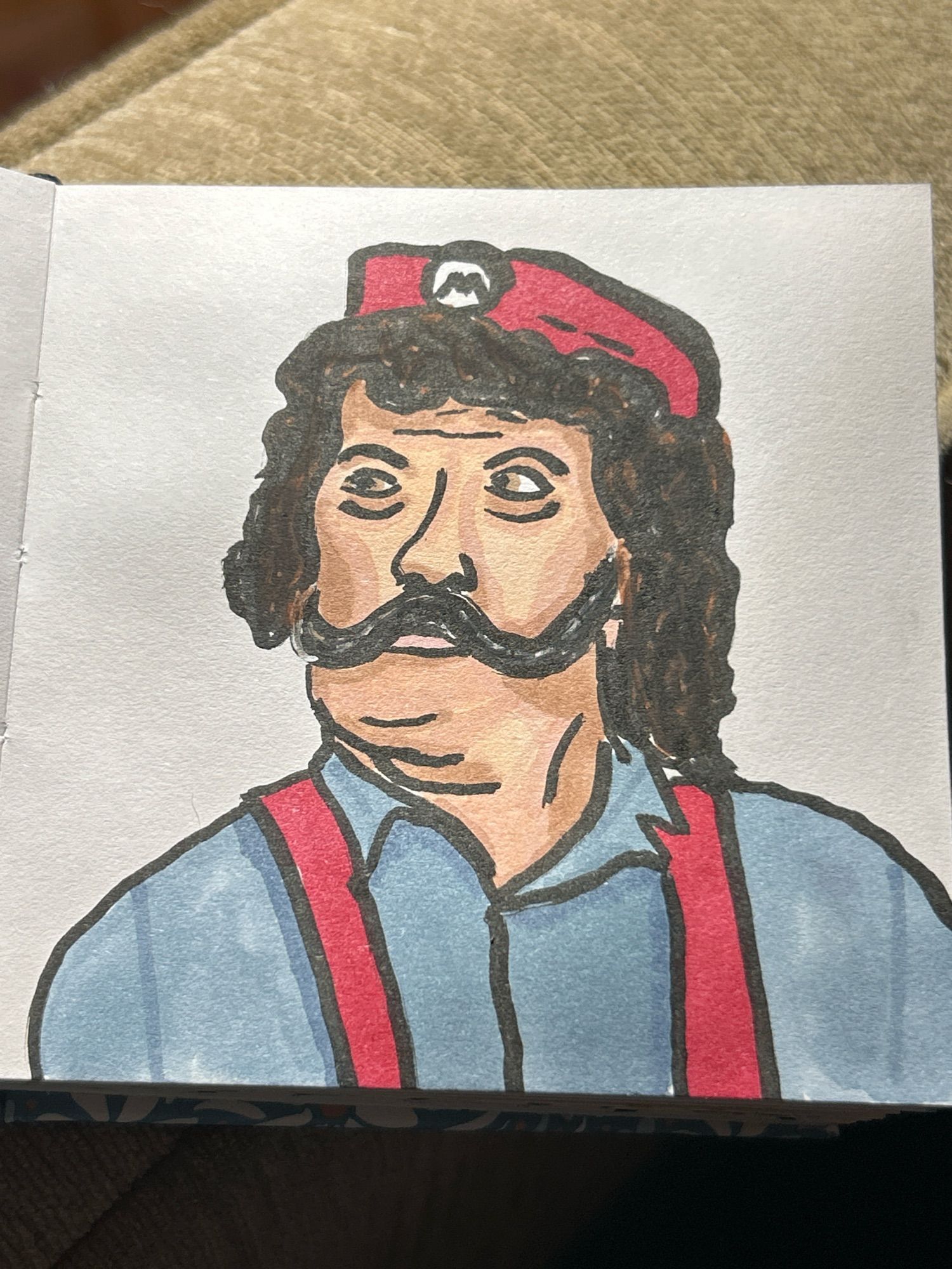 an ink and alcohol ink portrait of captain lou albano as mario