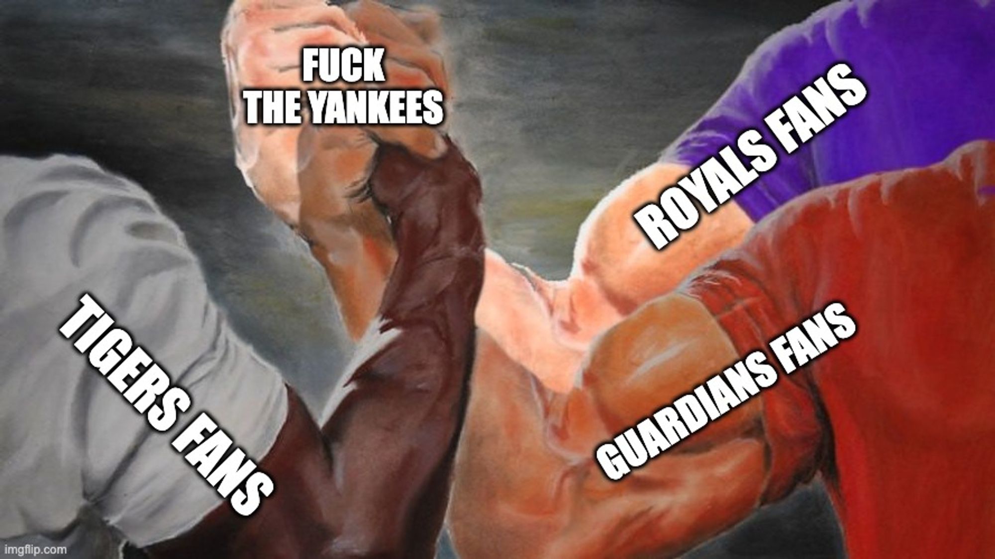 "TIGERS FANS"
"ROYALS FANS"
"GUARDIANS FANS"
"FUCK THE YANKEES"