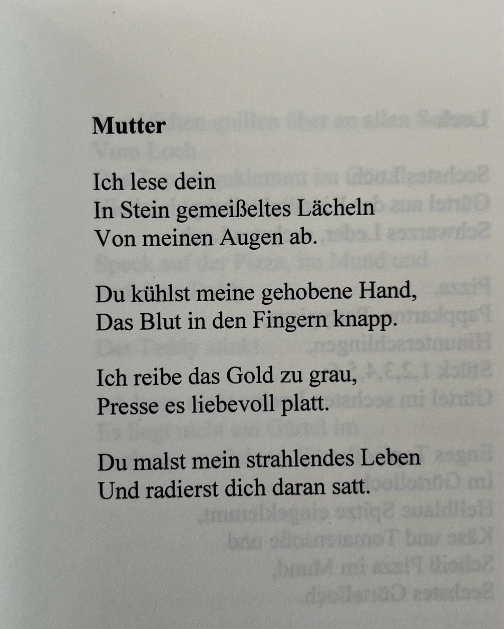 Das erste Gedicht aus dem Band