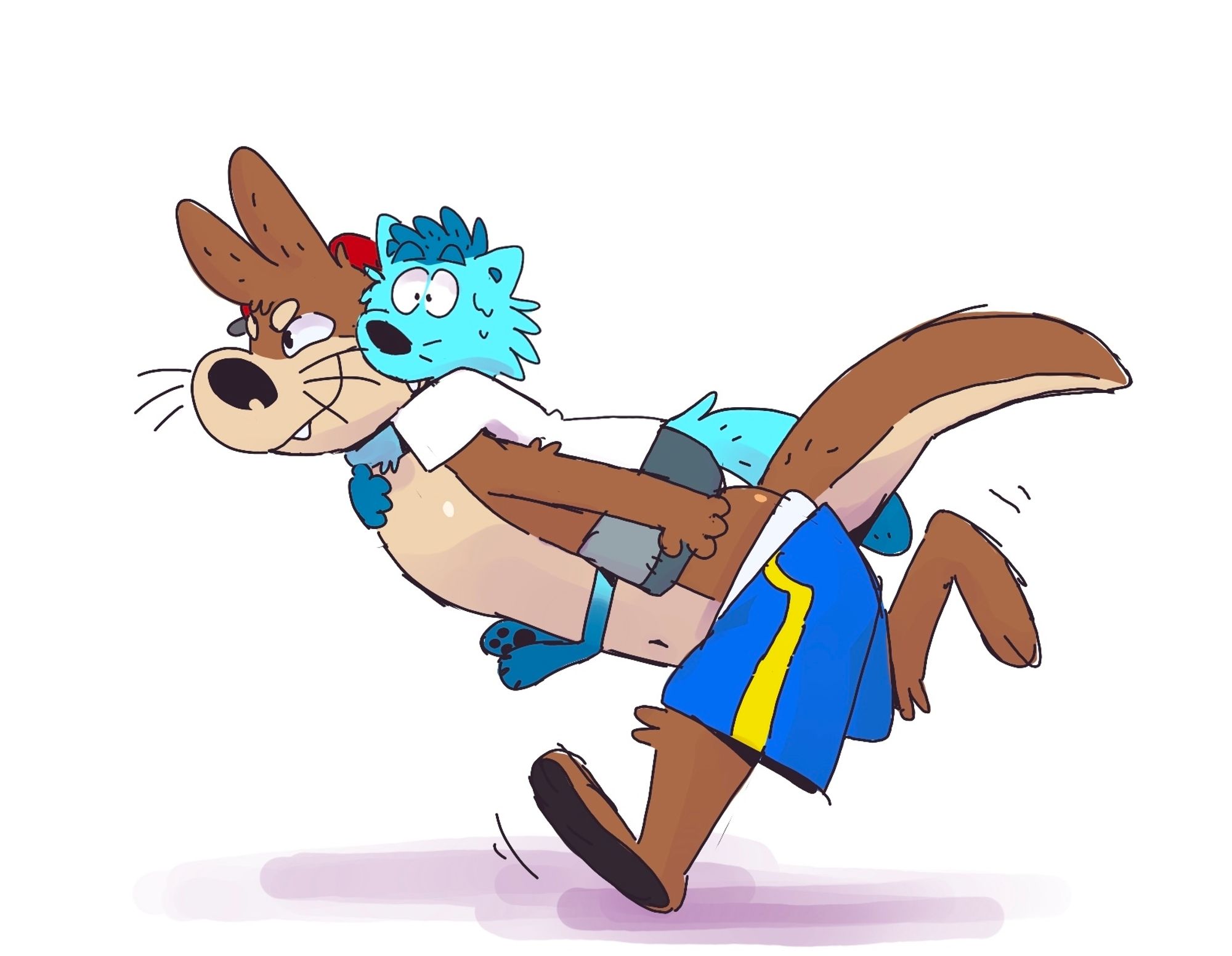 Otter giving noodle soopz a piggyback ride. I think it's adorable he likes this kind of thing if I ever meet him irl I will definitely give him a piggy back ride