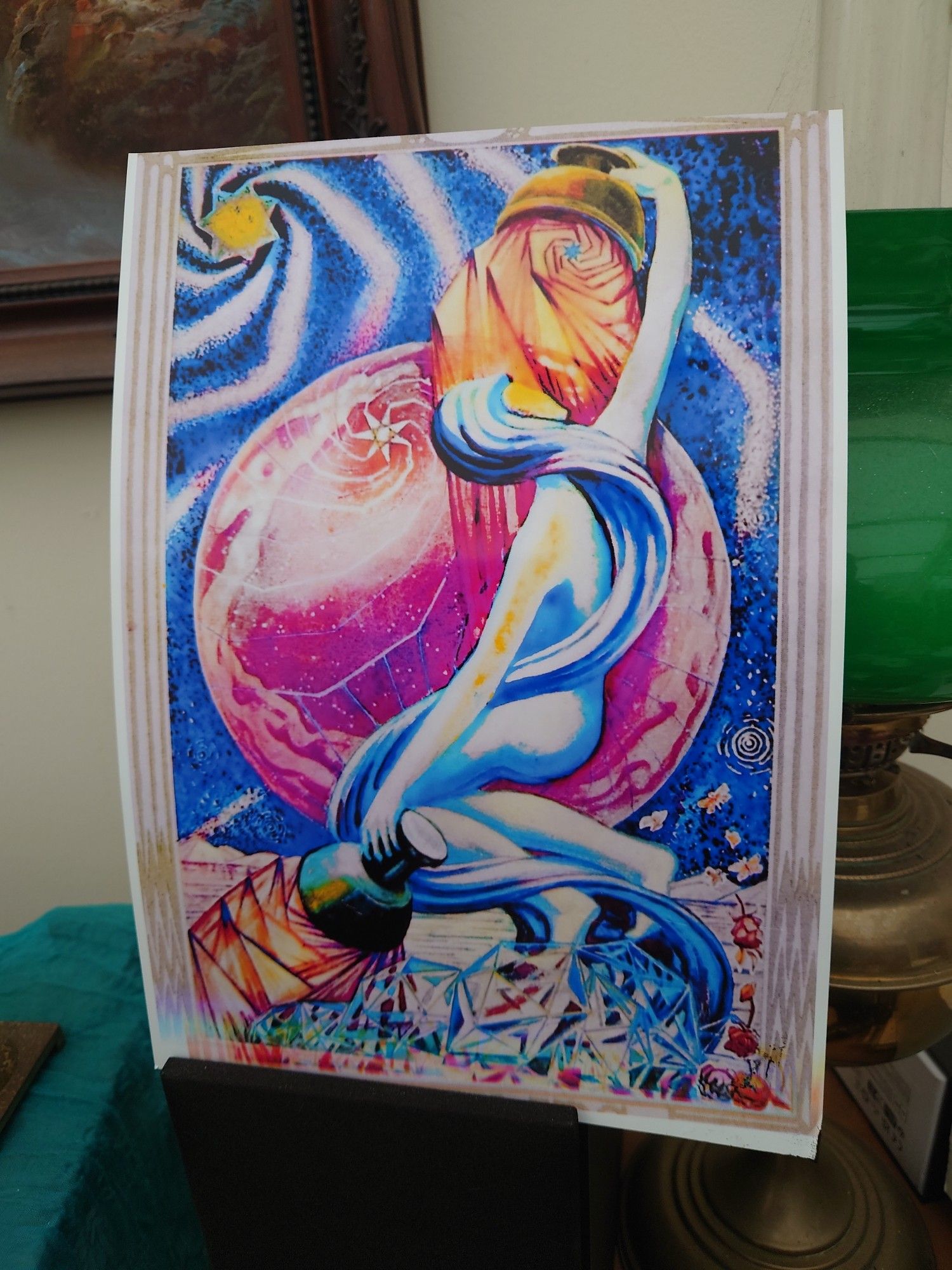 The star tarrot card designed by lady Freda Harris for the Thoth deck, my current study.