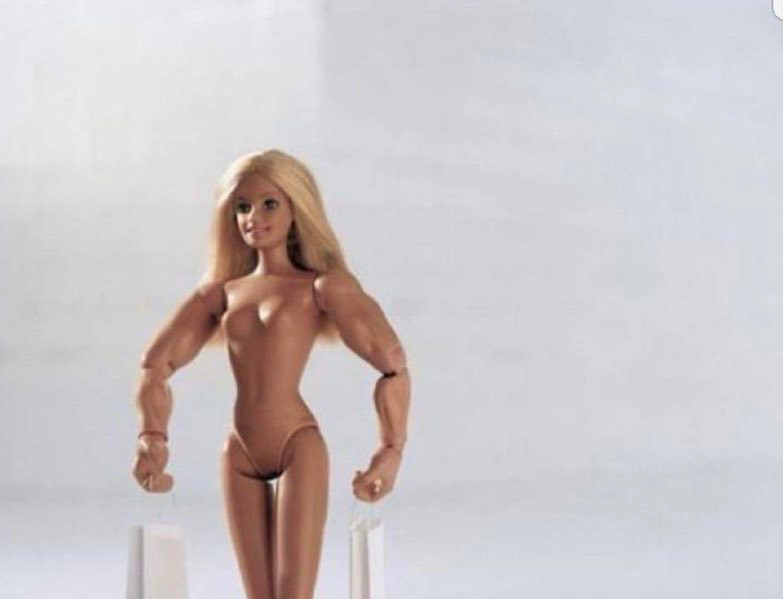 A muscular Barbie doll