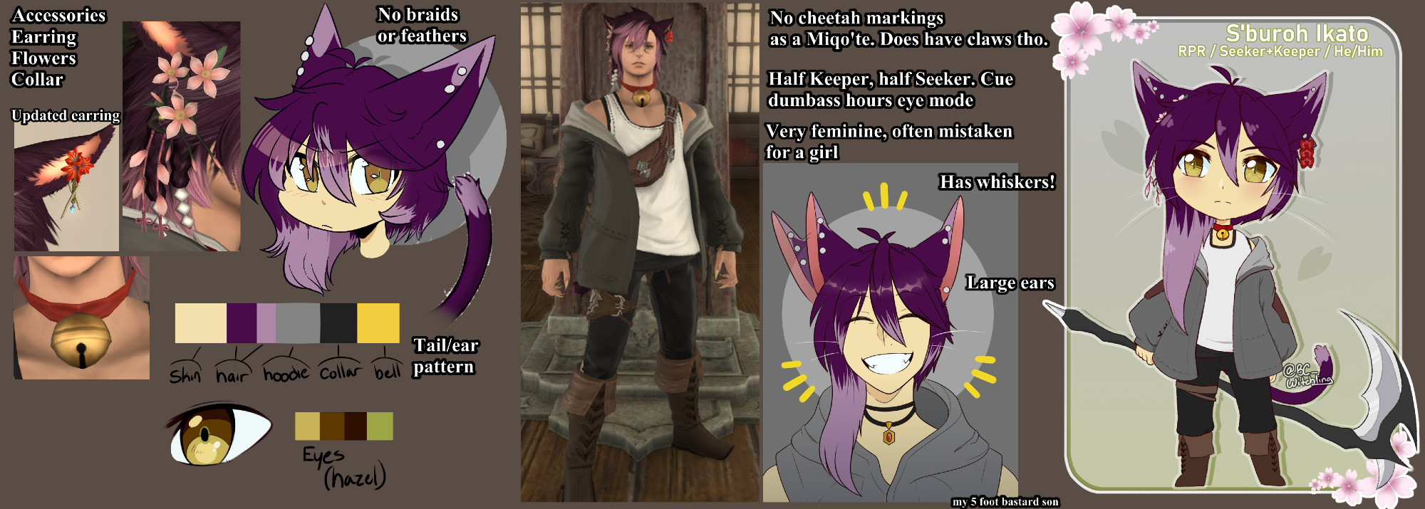 A reference for a purple cat boy