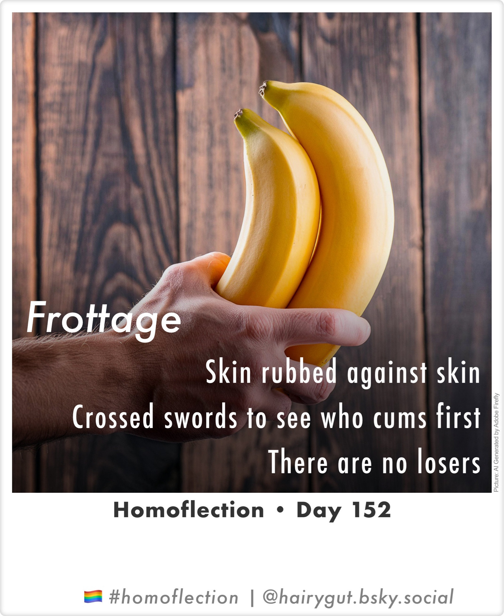 Frottage

Skin rubbed against skin
Crossed swords to see who cums first
There are no losers