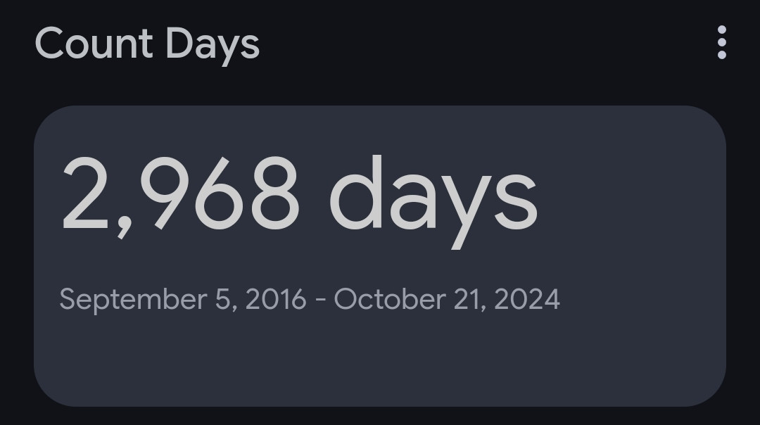 image showing 2968 days since I quit smoking on September 5th, 2016