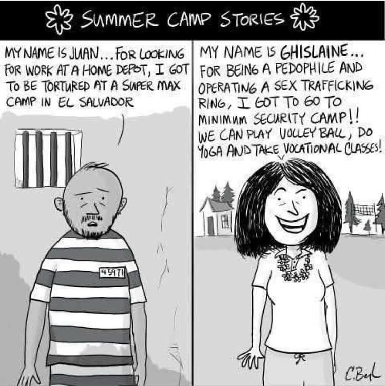 A black & white drawing of a man in a striped prison uniform in the left and a dark haired woman smiling on the right
