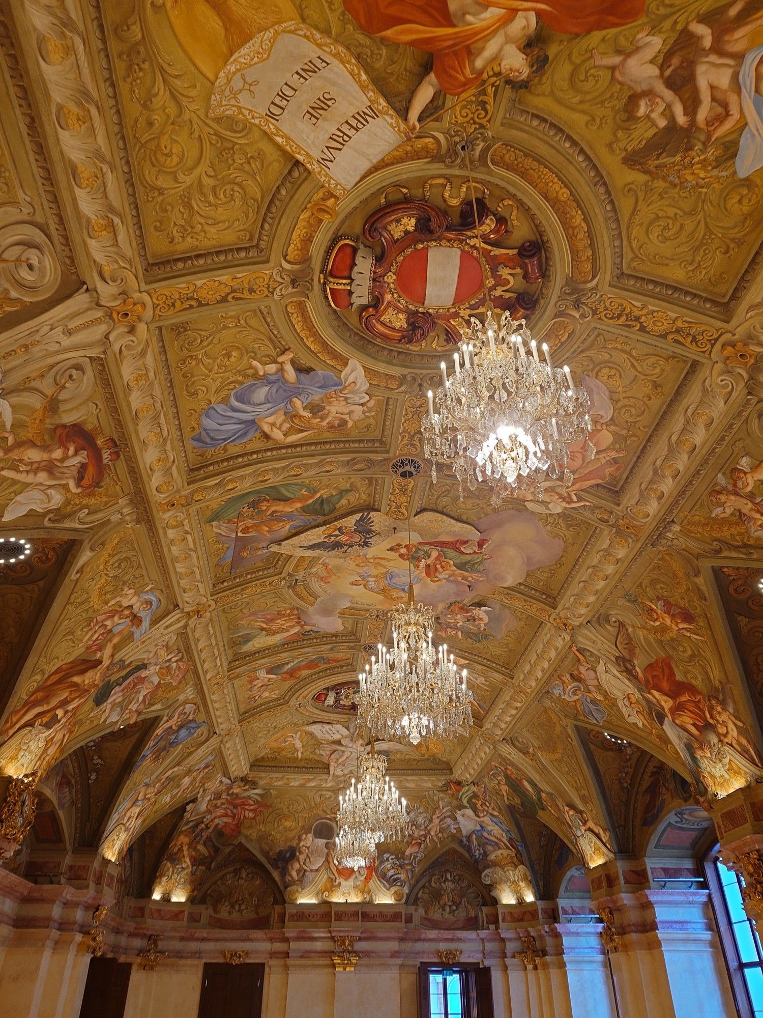 Ceiling fresco with chandeliers