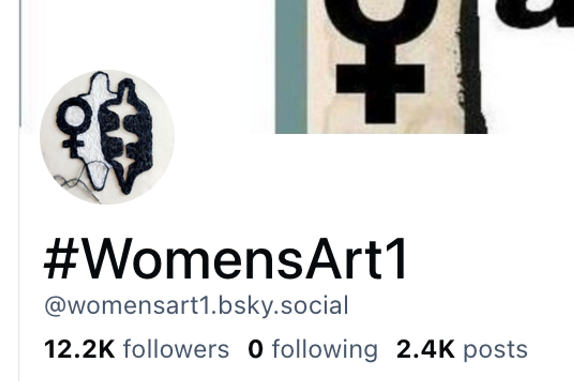 screenshot of the @womensart1.bsky.social account header