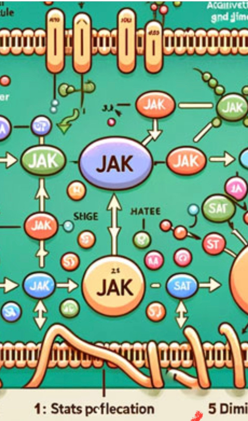 Zoom in on a section of the JAK/STAT pathway taken from the dubious Guo et al paper showing multiple JAK elements interacting.