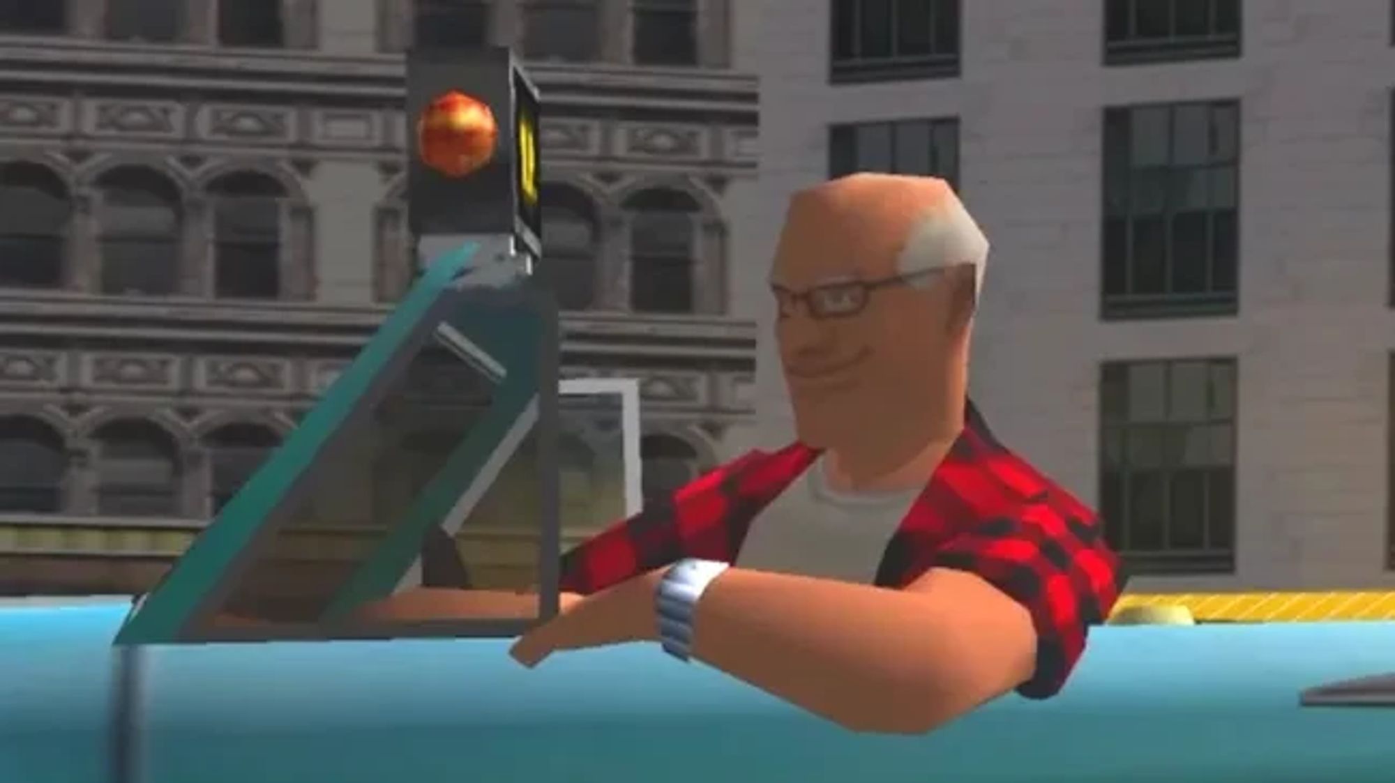 Tim Walz in Crazy Taxi game as driver