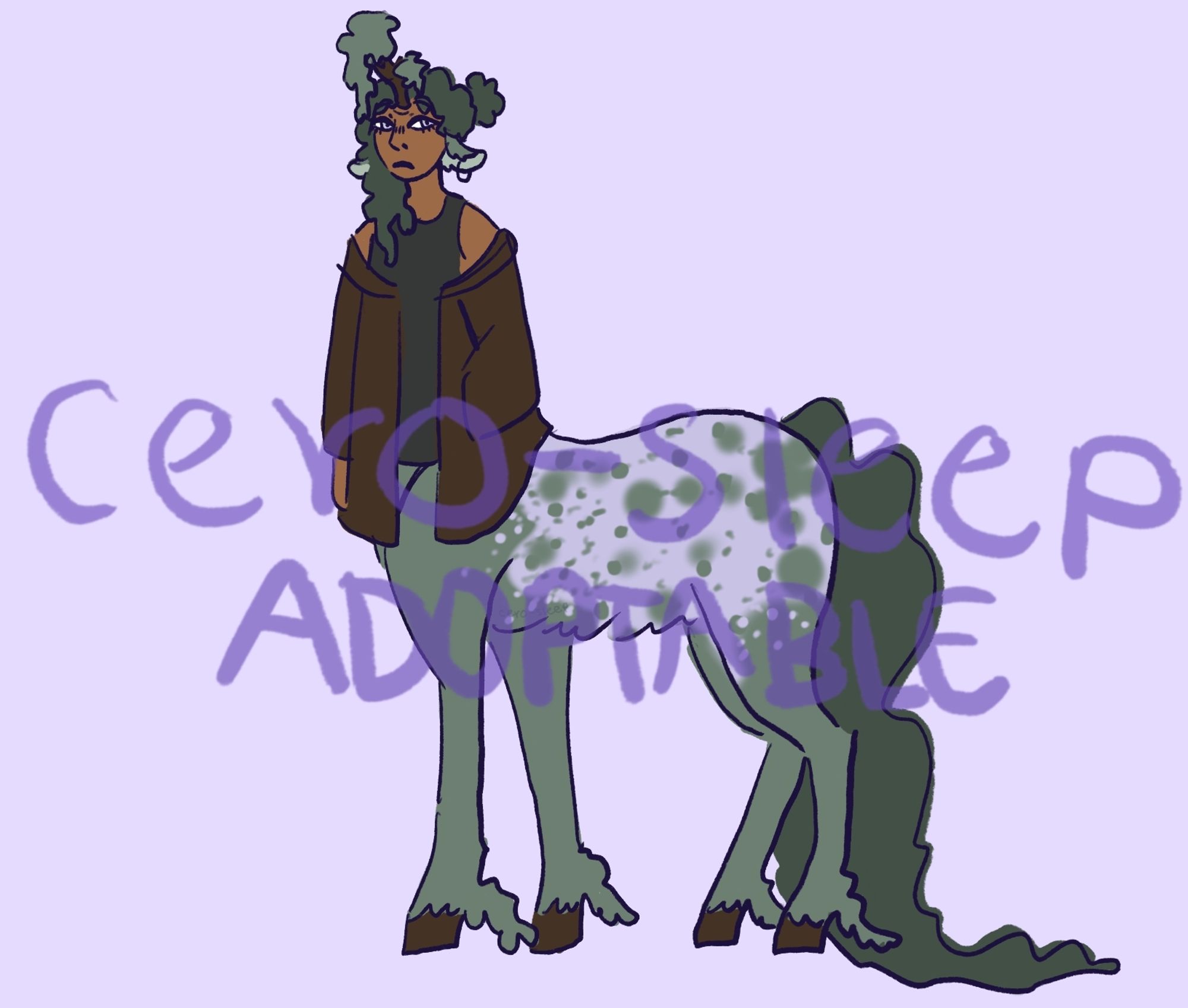 Spring themed green blanket appaloosa. They wear a dark green shirt and brown jacket.