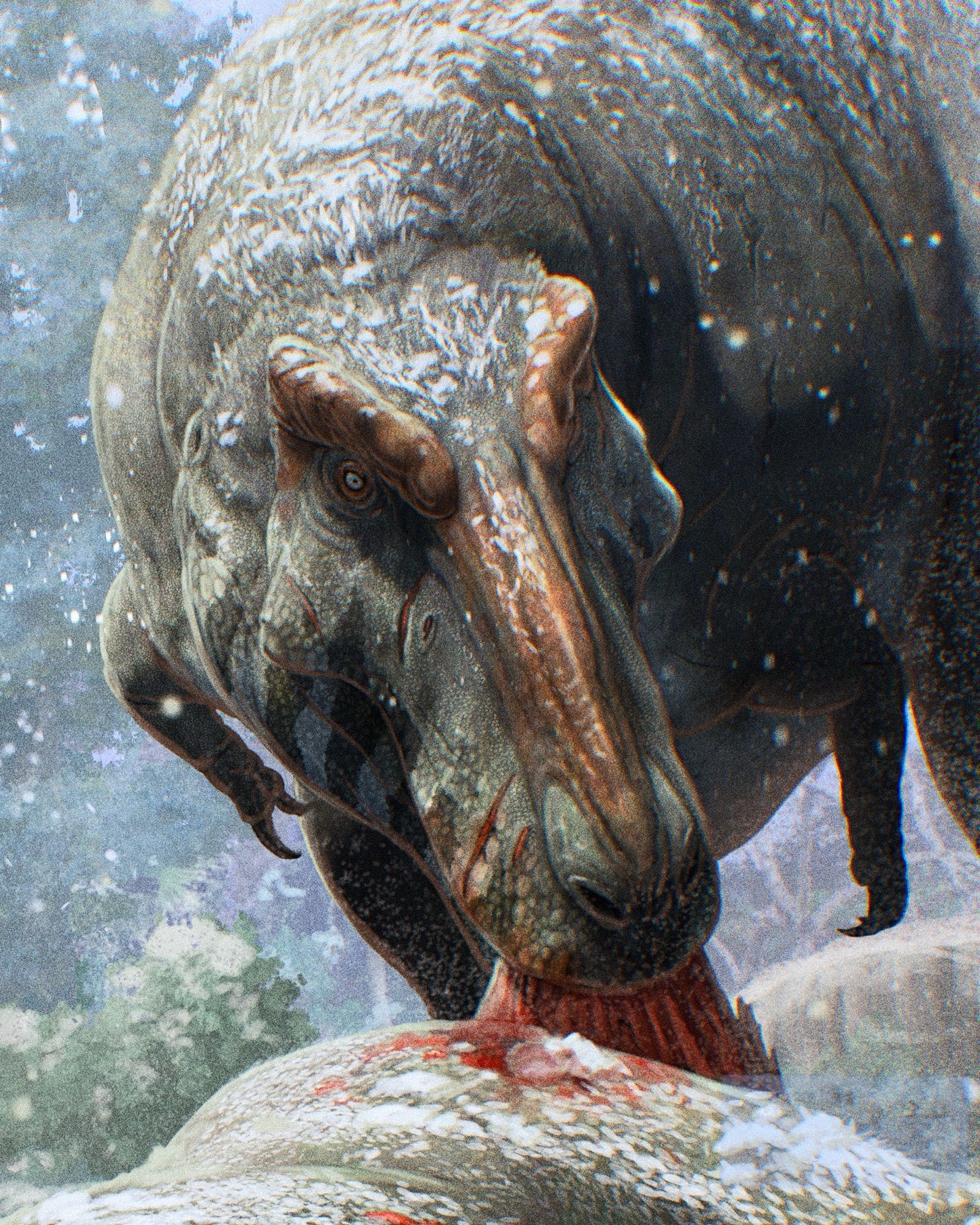 Closer detail of the head of Tyrannosaurus of the previous illustration