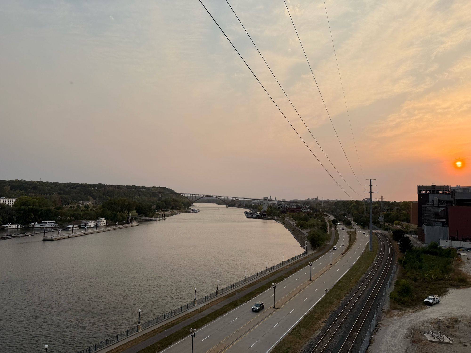 Mississippi river as viewed on the downtown St. Paul side.