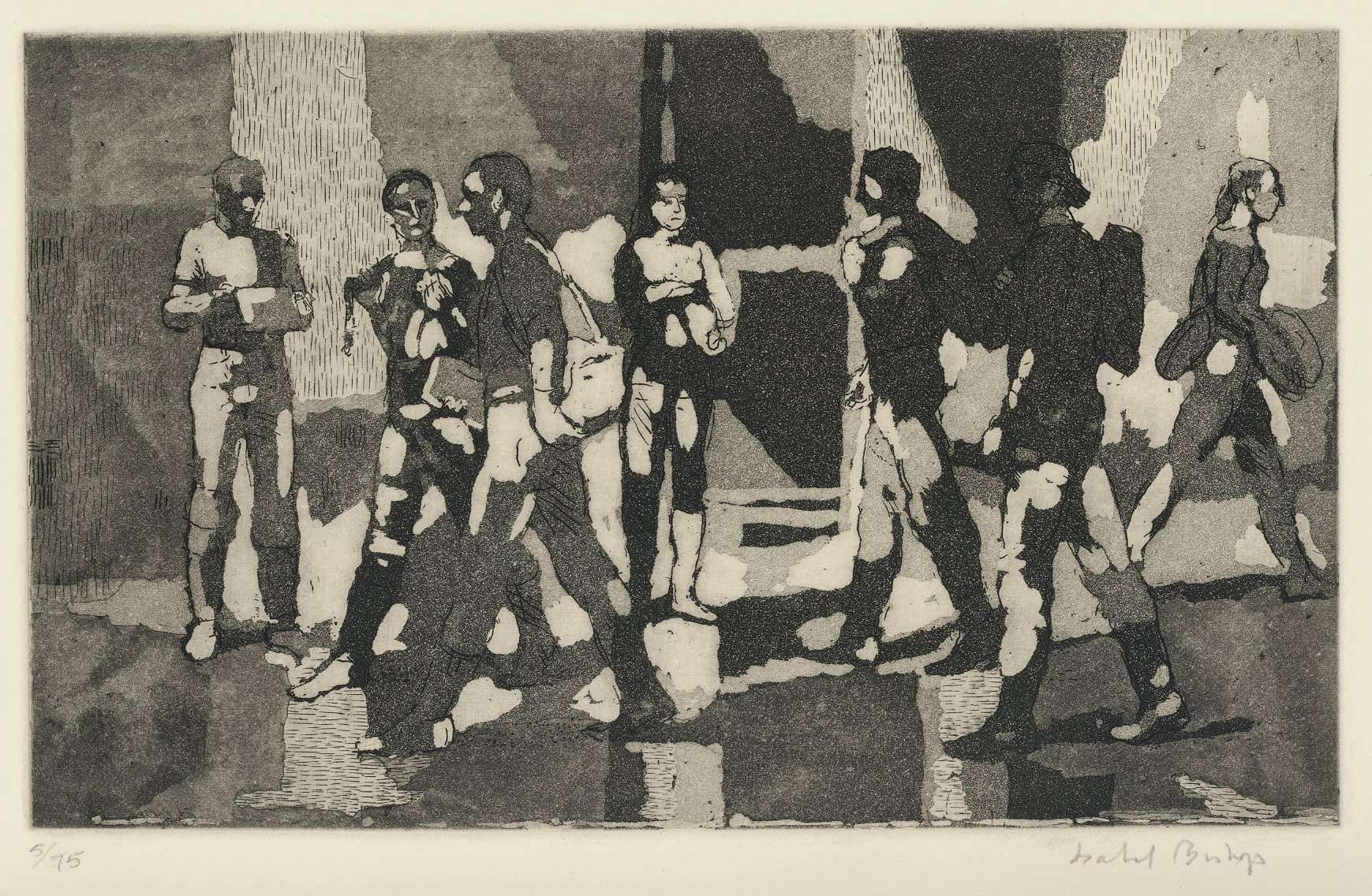 "Seven Students," and etching and aquatint by Isabel Bishop (1902-1988).