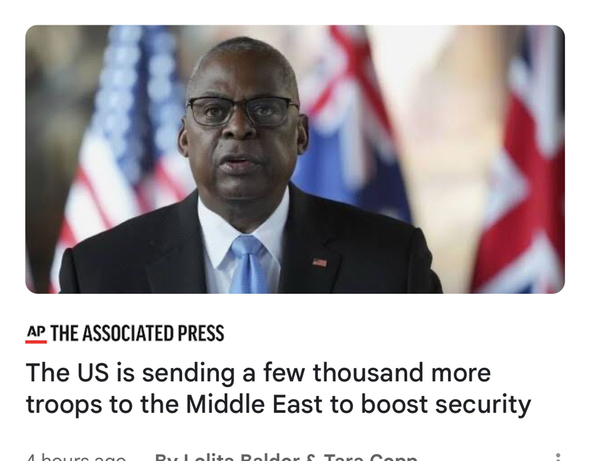 Headline: the US is sending a few thousand more troops to the Middle East to boost security