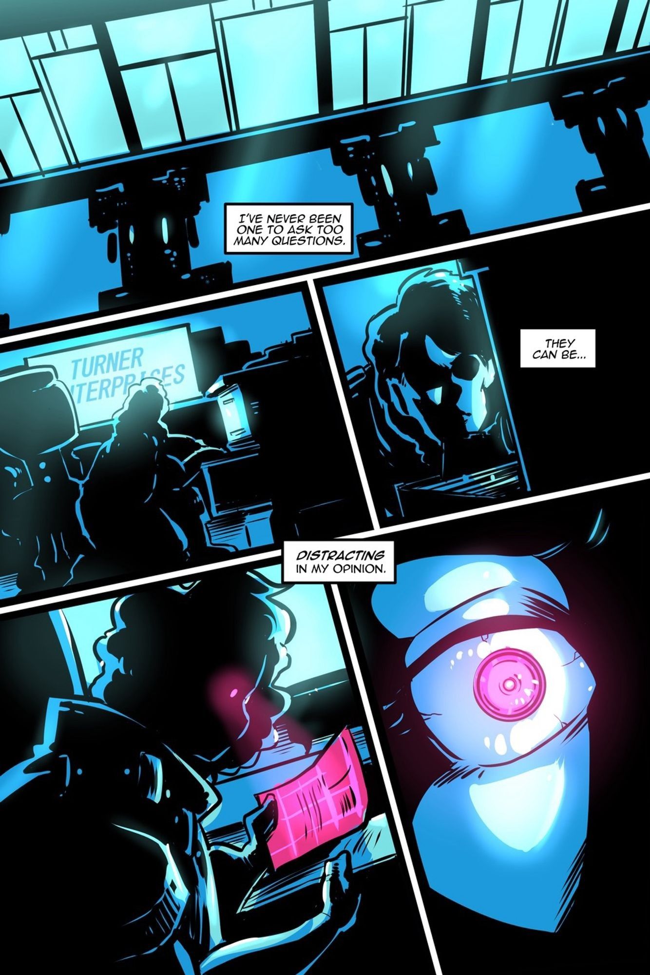 Page from the comic E.R. (Enhanced Reality), art by JD Benefield.